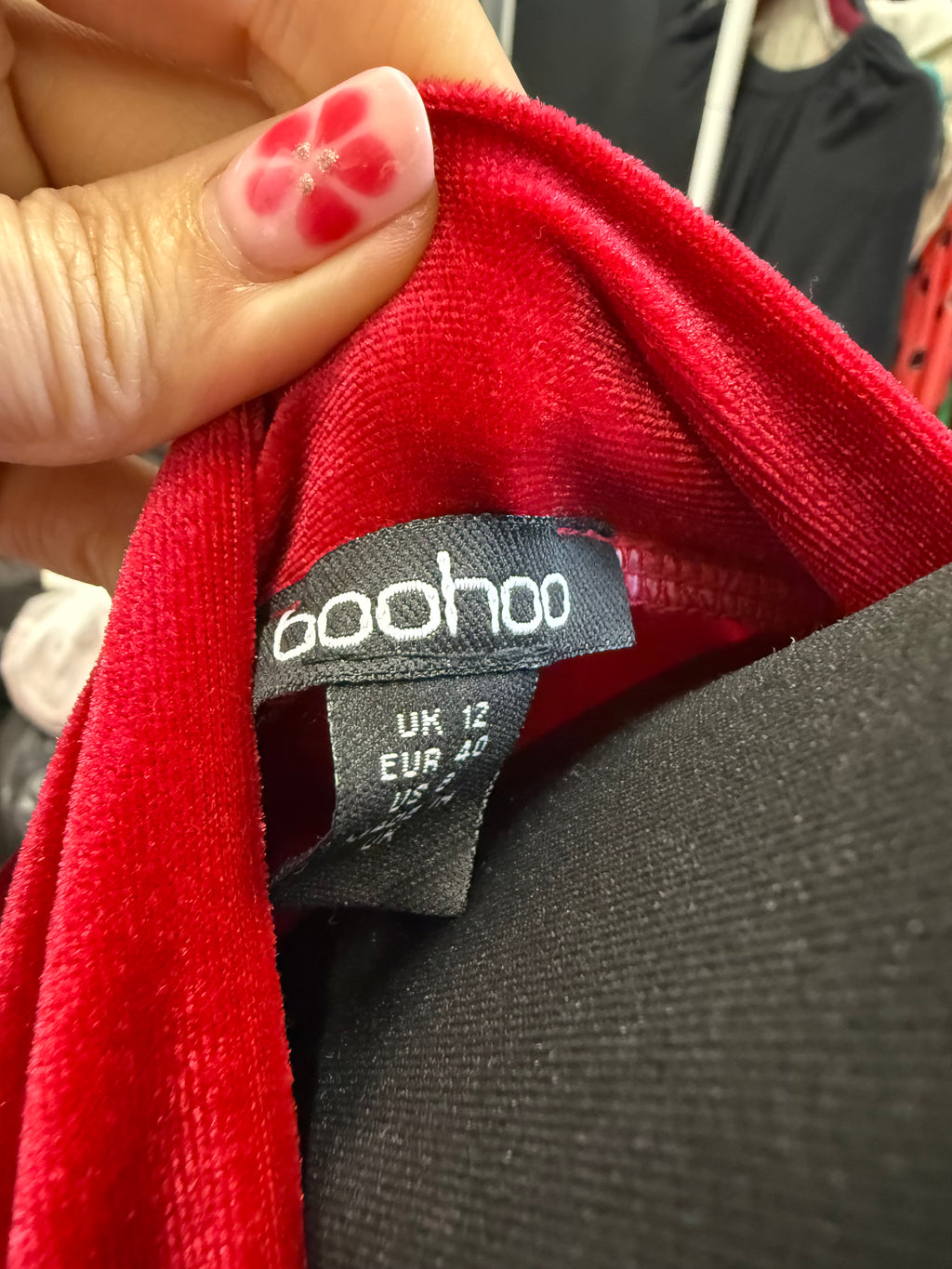 Boohoo high neck velour dress