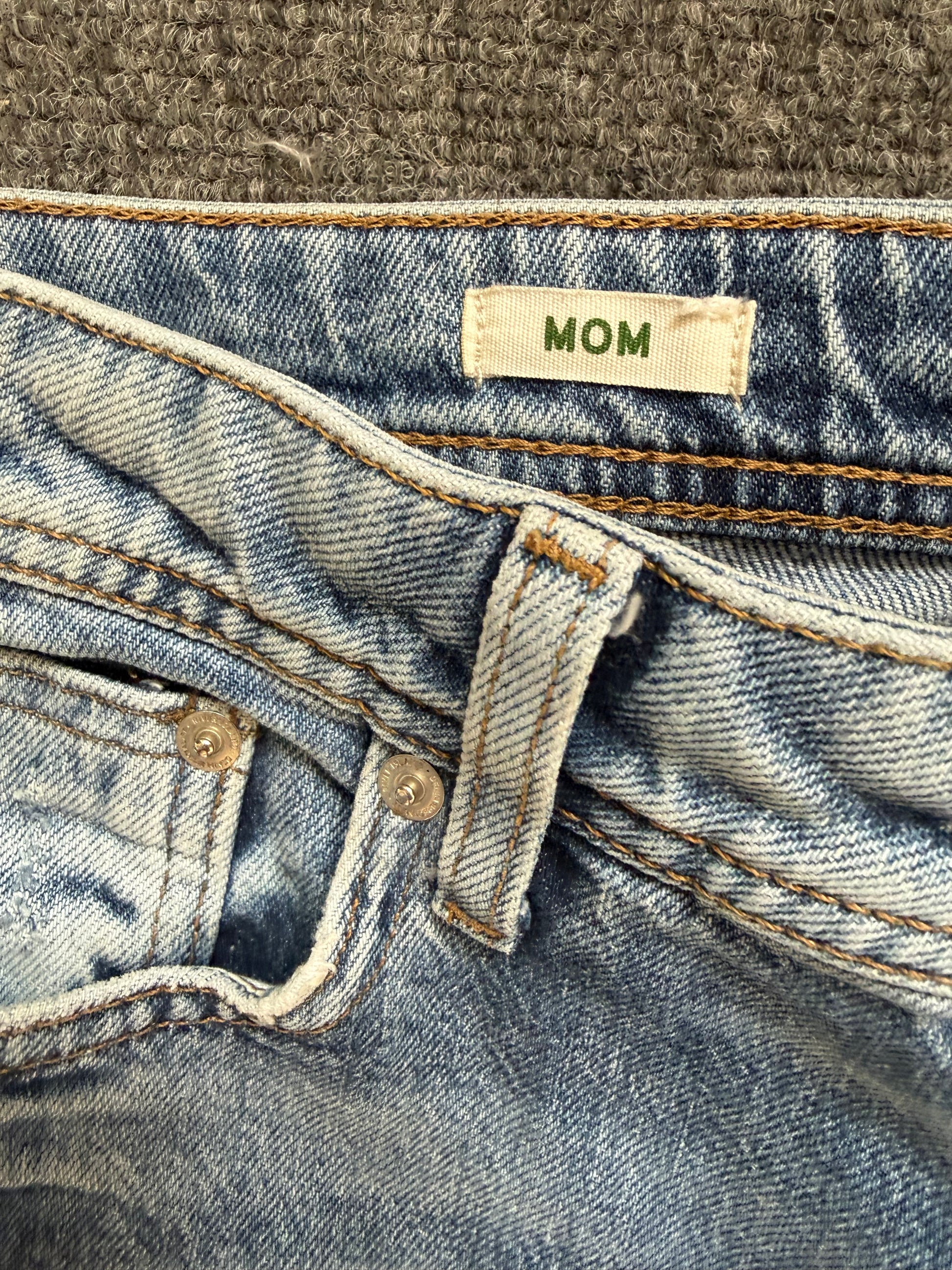 River Island washed look blue rip mom jeans