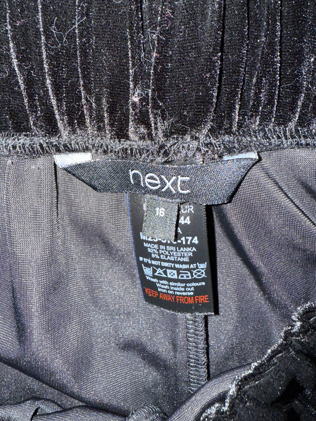 Next black velor cuff bottom trousers