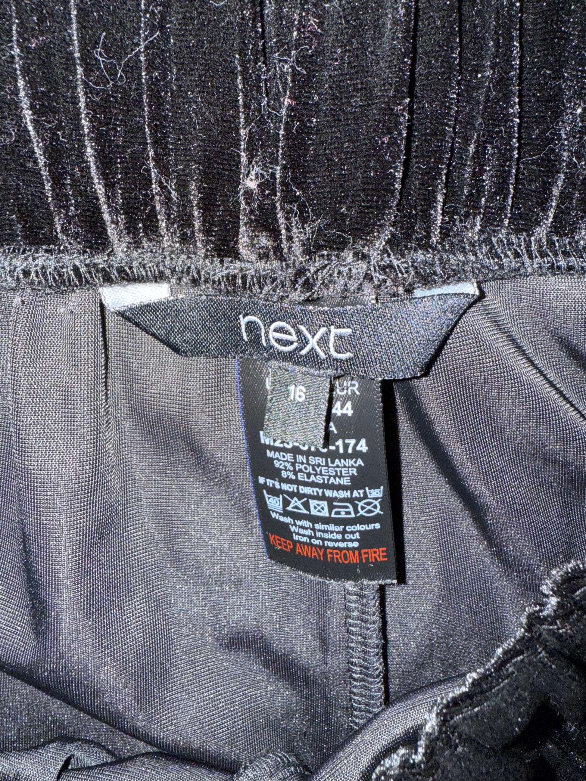 Next black velor cuff bottom trousers
