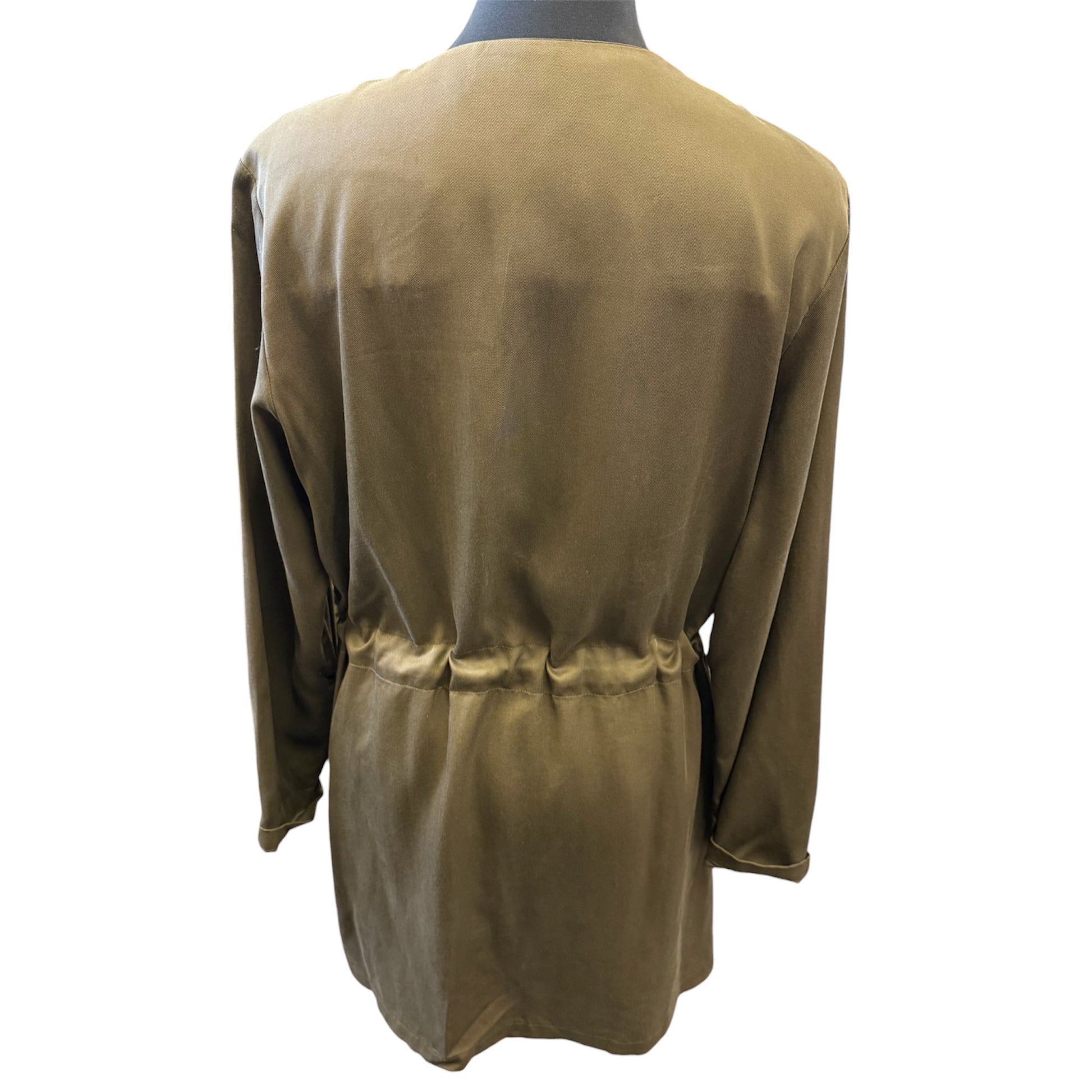 Zara khaki collarless lightweight jacket