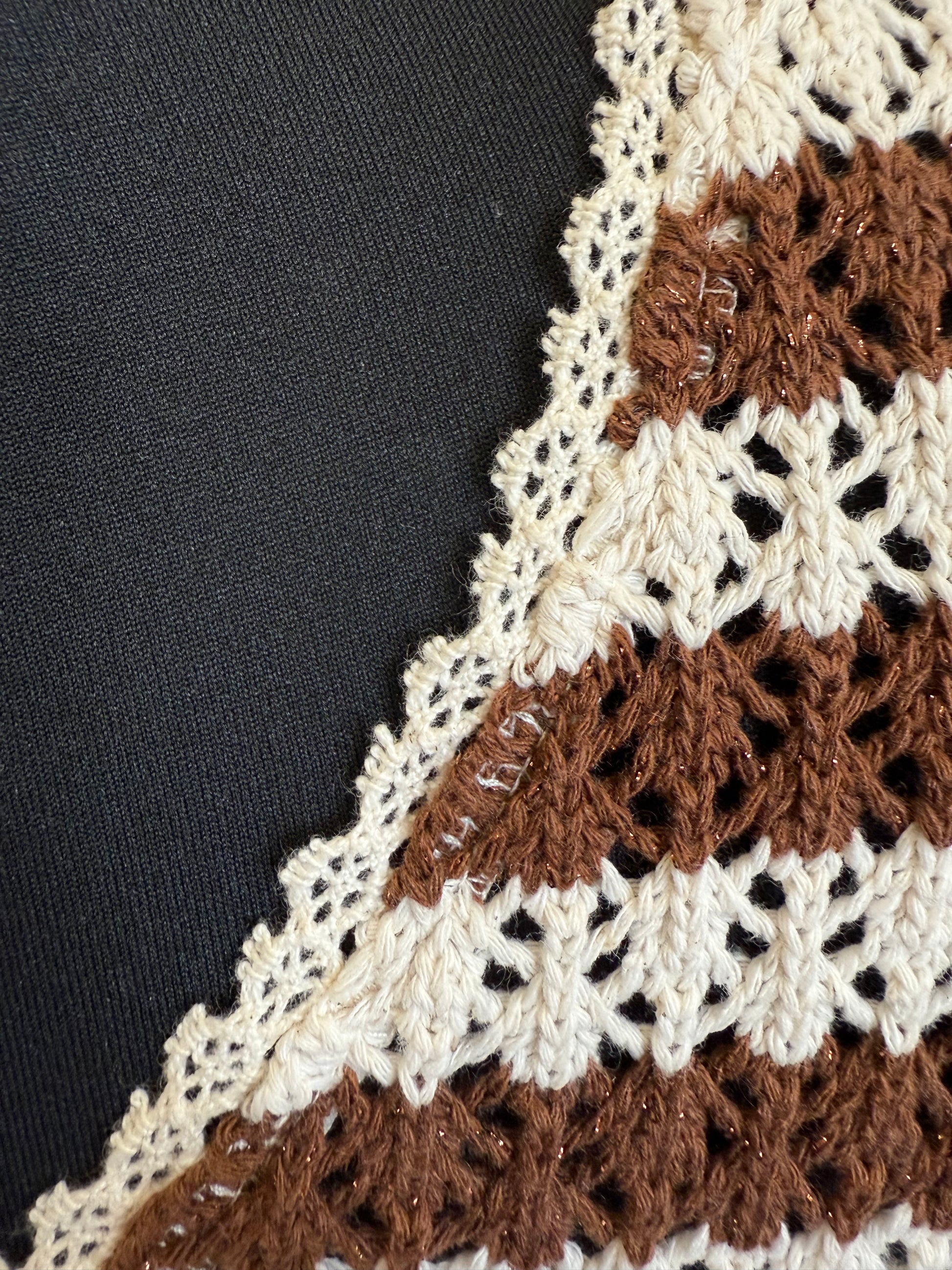 Crochet stripe tie cardigan