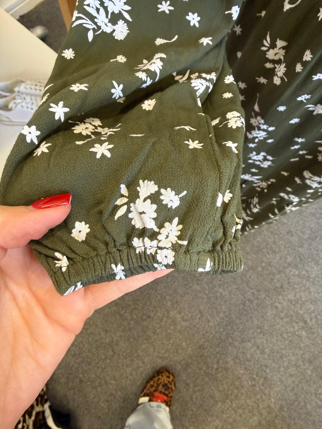 M&S Green floral maxi long sleeved dress with pockets