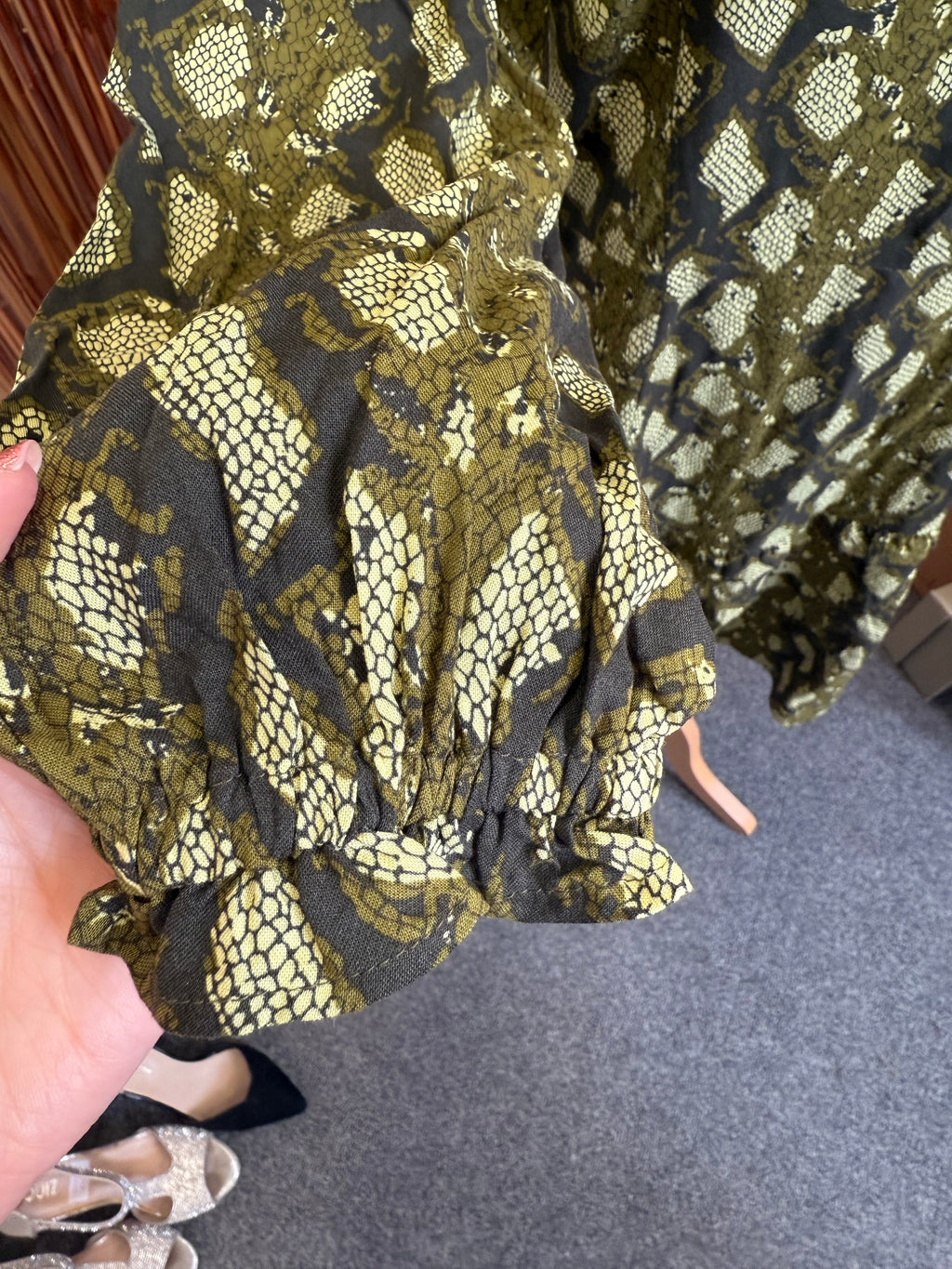 Next snakeskin long sleeved frill mini dress