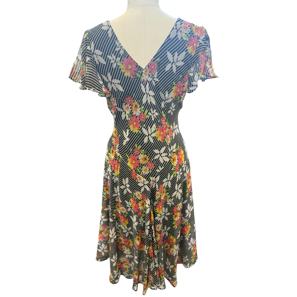 Al Paradise stripe & floral occasion midi dress