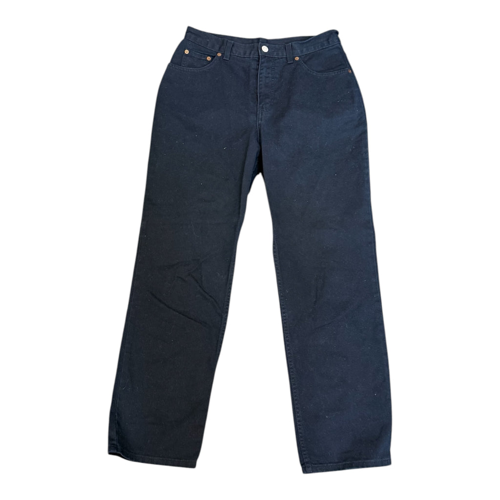 M&S navy high waist straight jeans