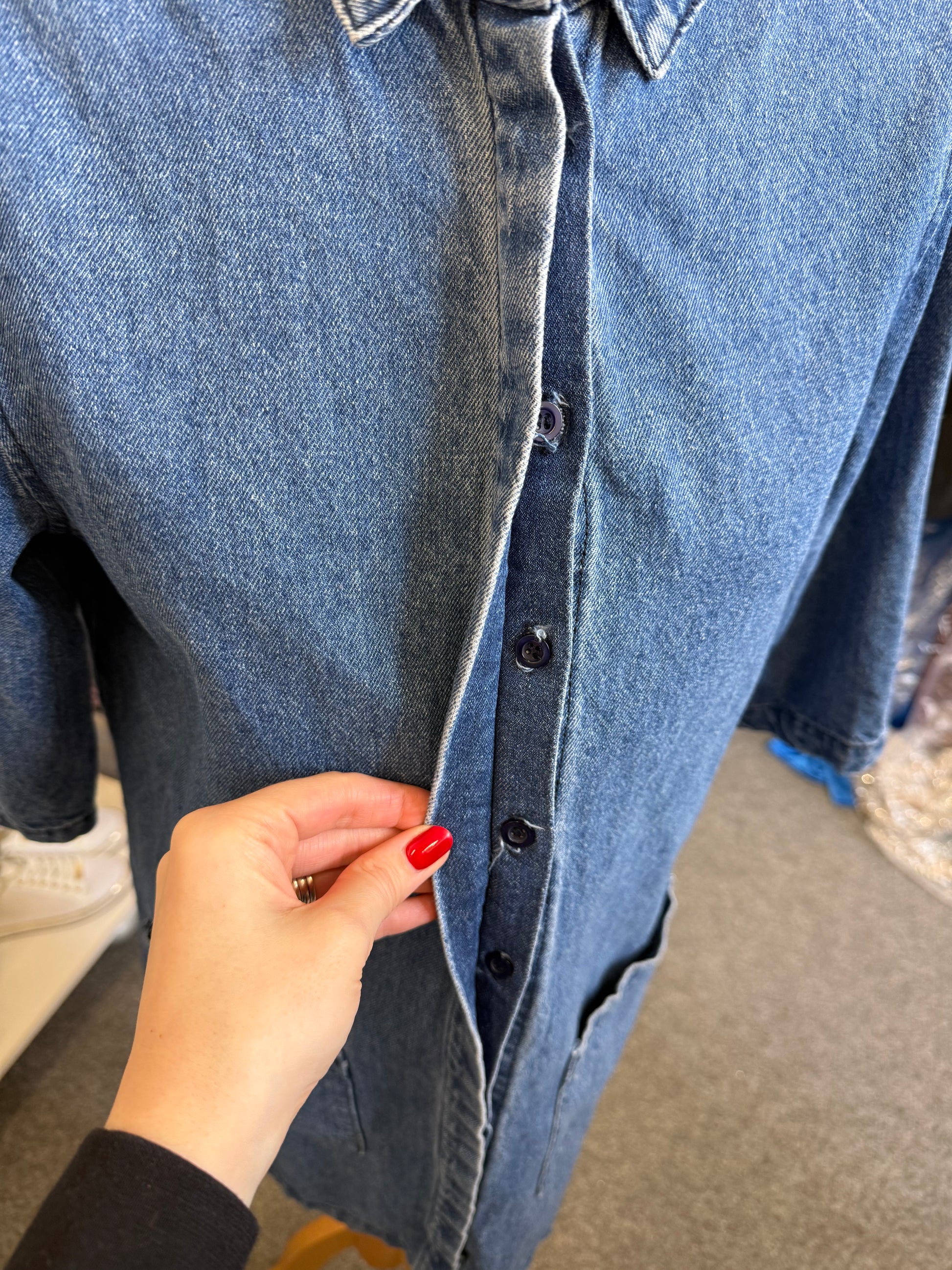 Diamonds & Divas denim short sleeved pocket dress
