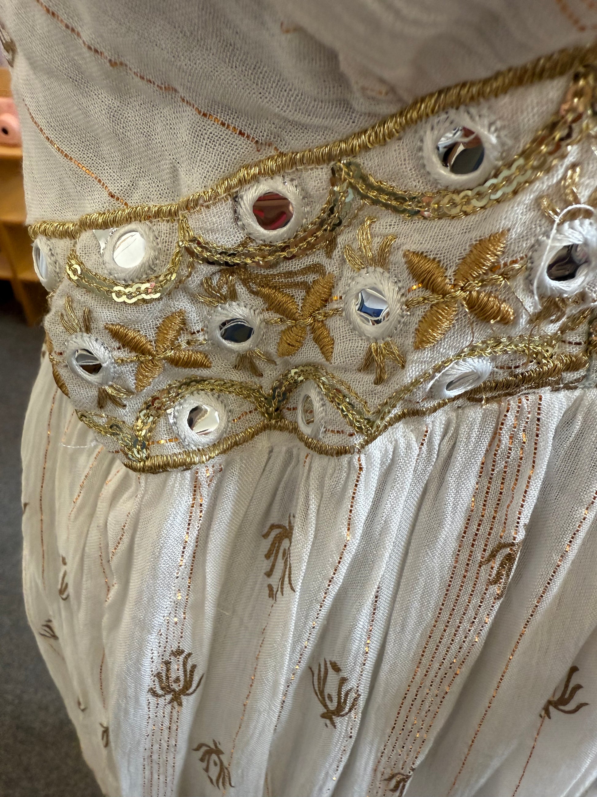 Embroidered mirror detail lined maxi dress