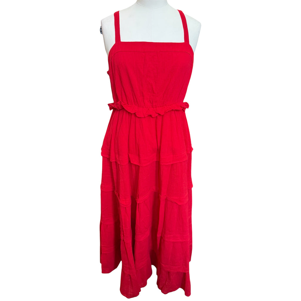 F&F red tiered maxi dress