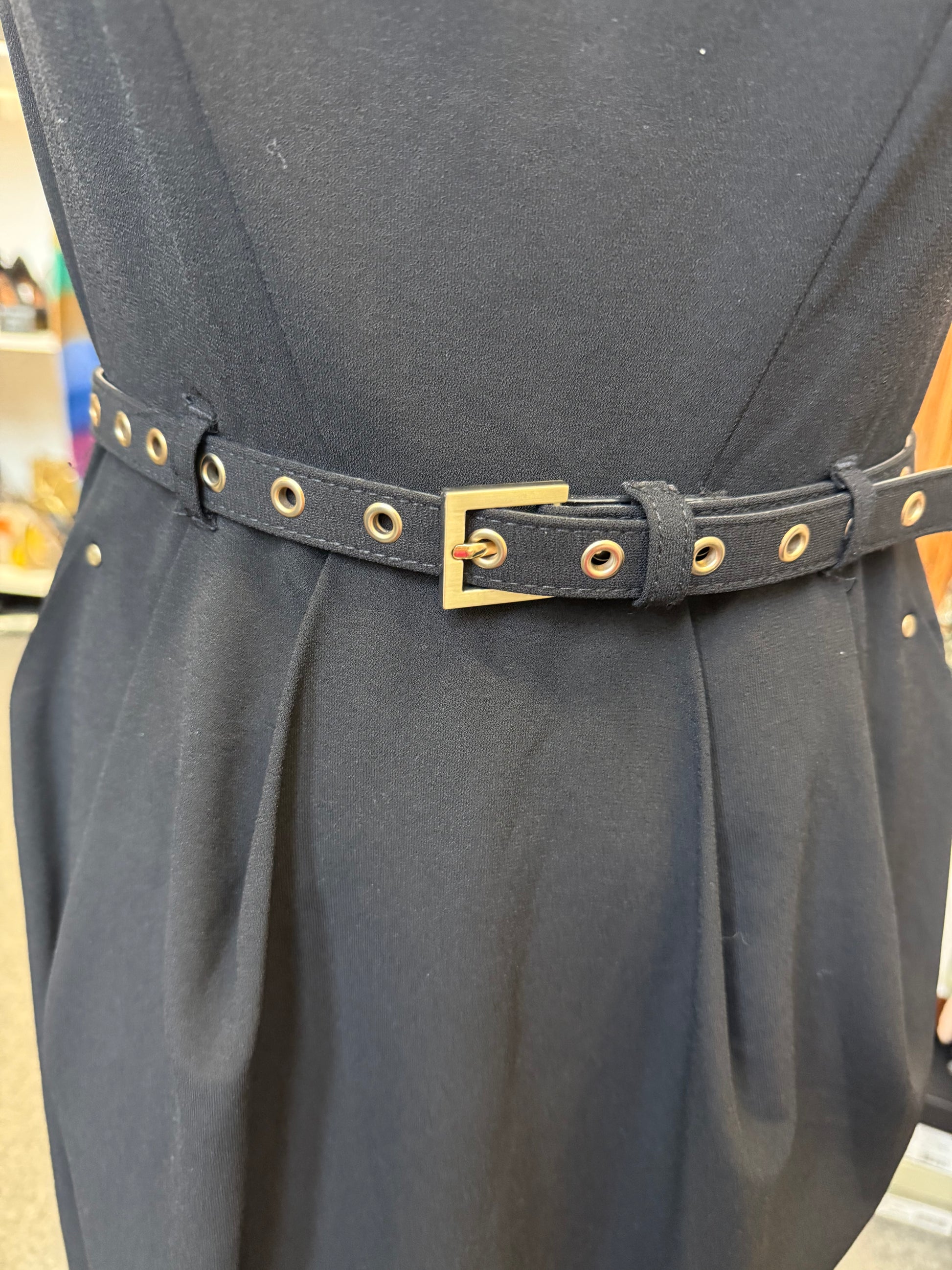 M&S gold detail belted short sleeve dress