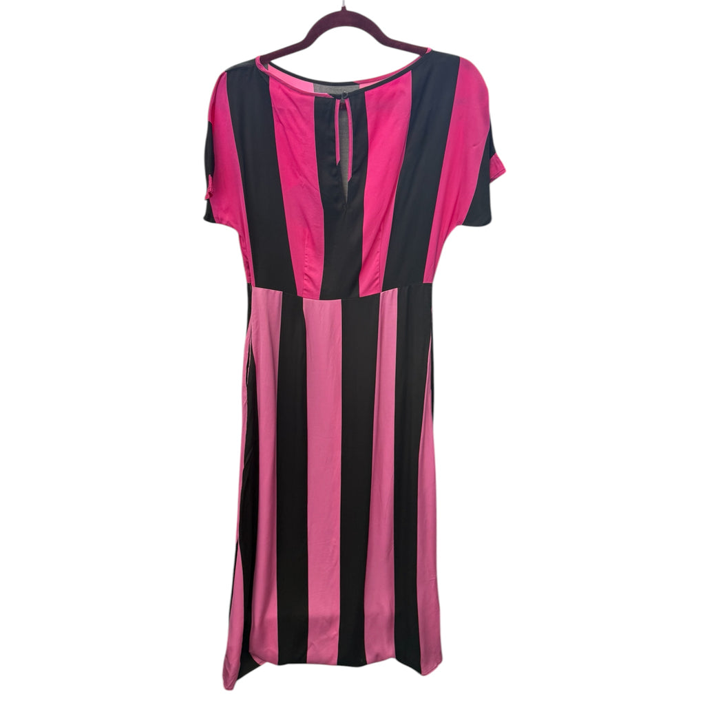 Christopher John Roger’s pink and black stripe midi dress with pockets