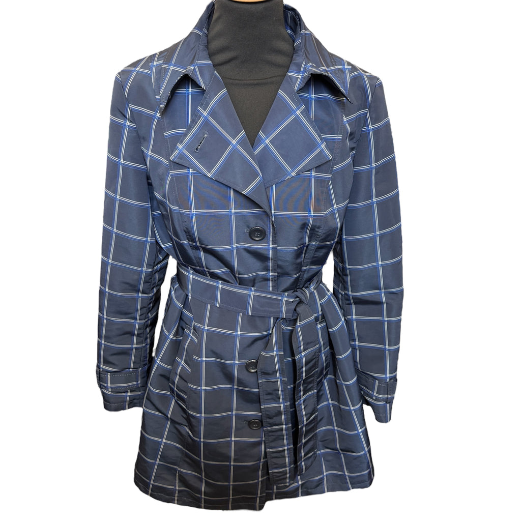 M&S navy check mac style jacket