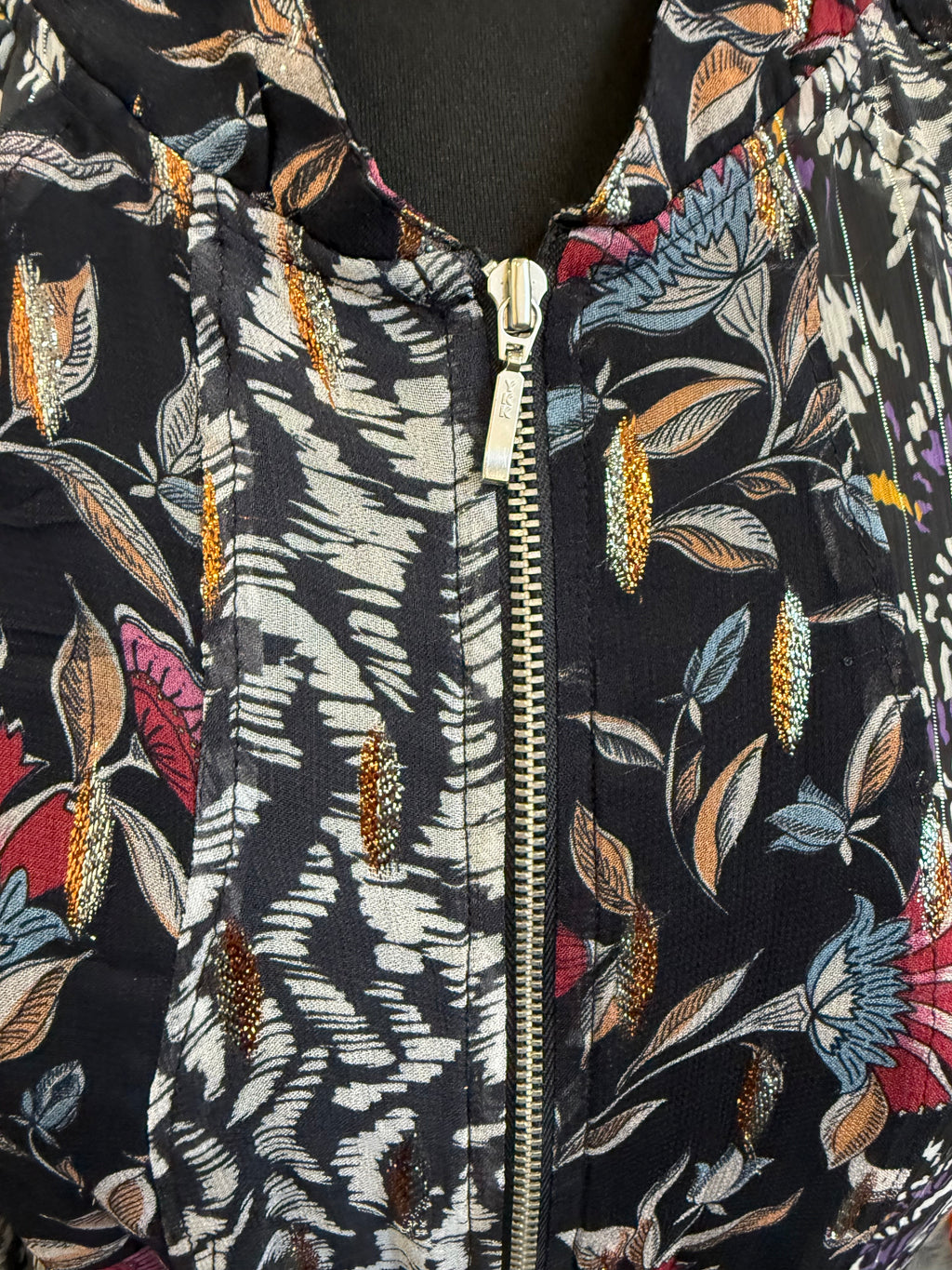 In other words zip up floral blouse