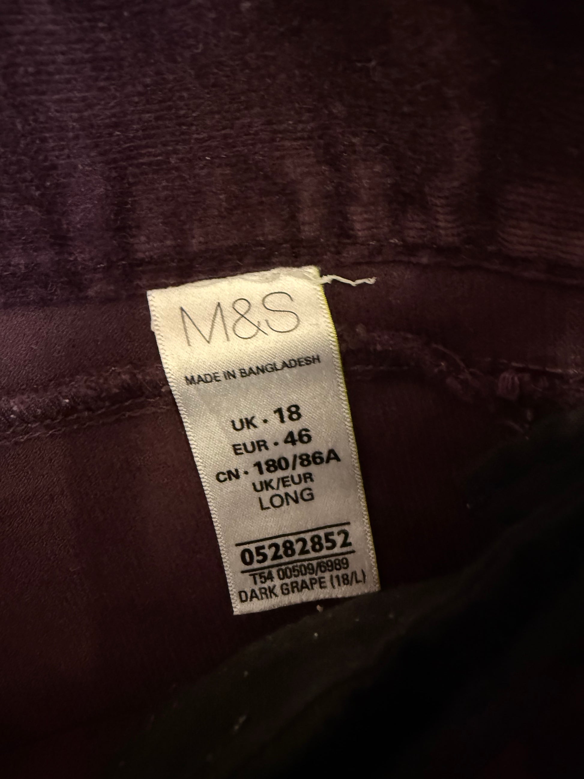 M&S purple bootcut corduroy trousers