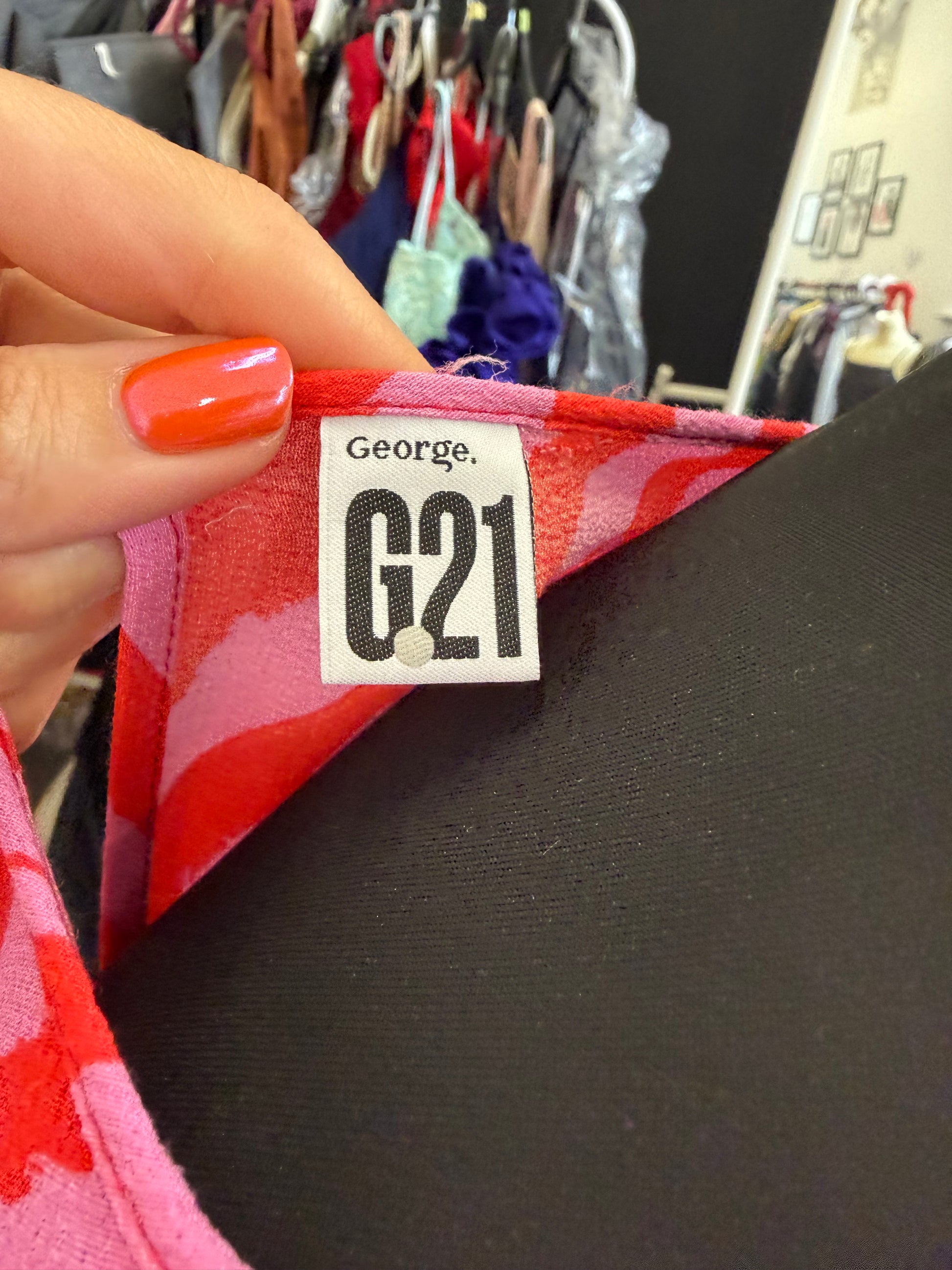 G21 red and pink animal print midi dress