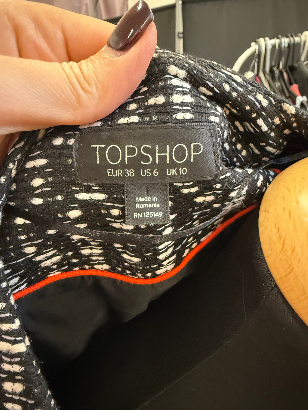Topshop collarless jacquard jacket