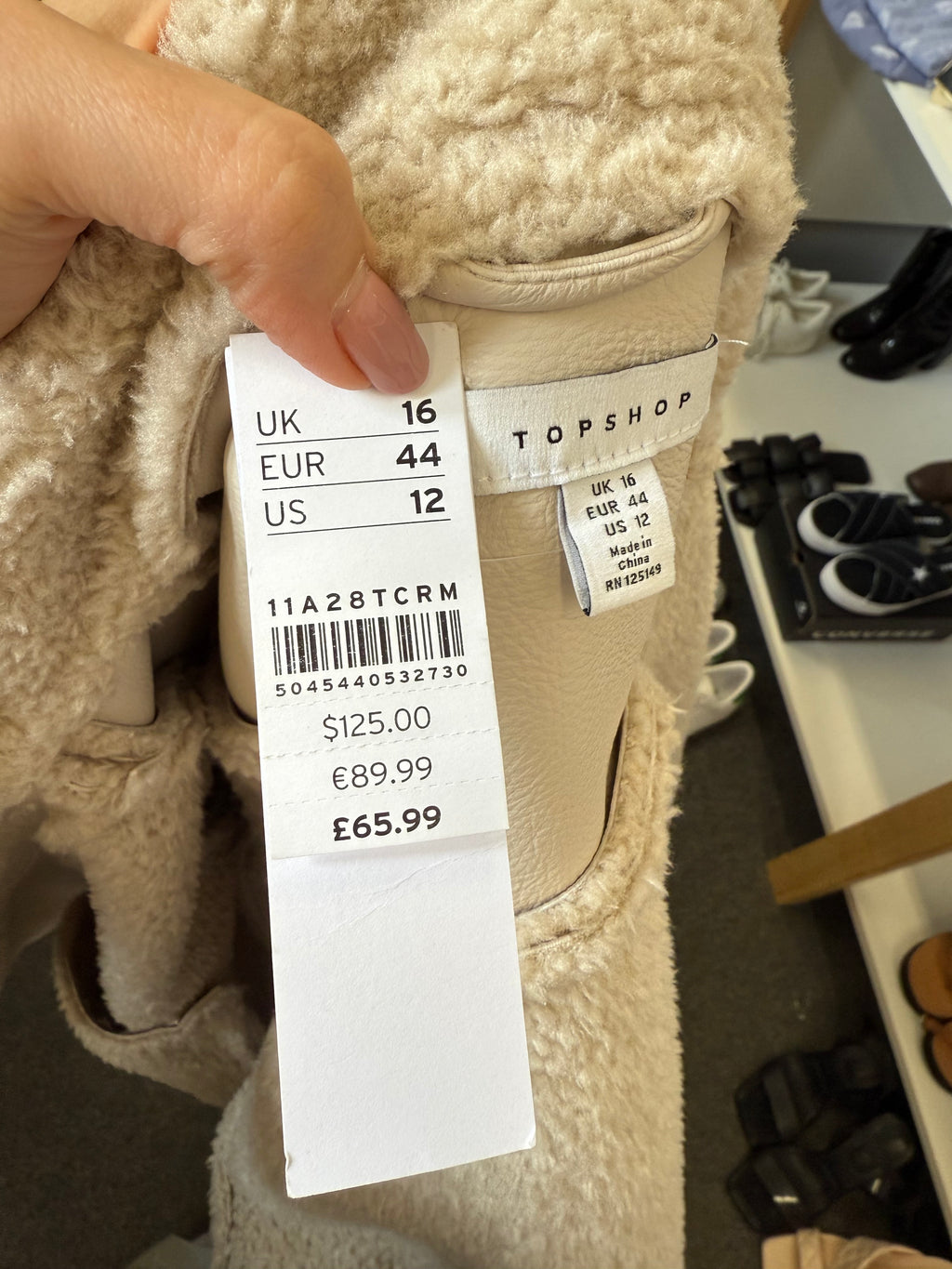 Topshop faux leather sheepskin effect jacket