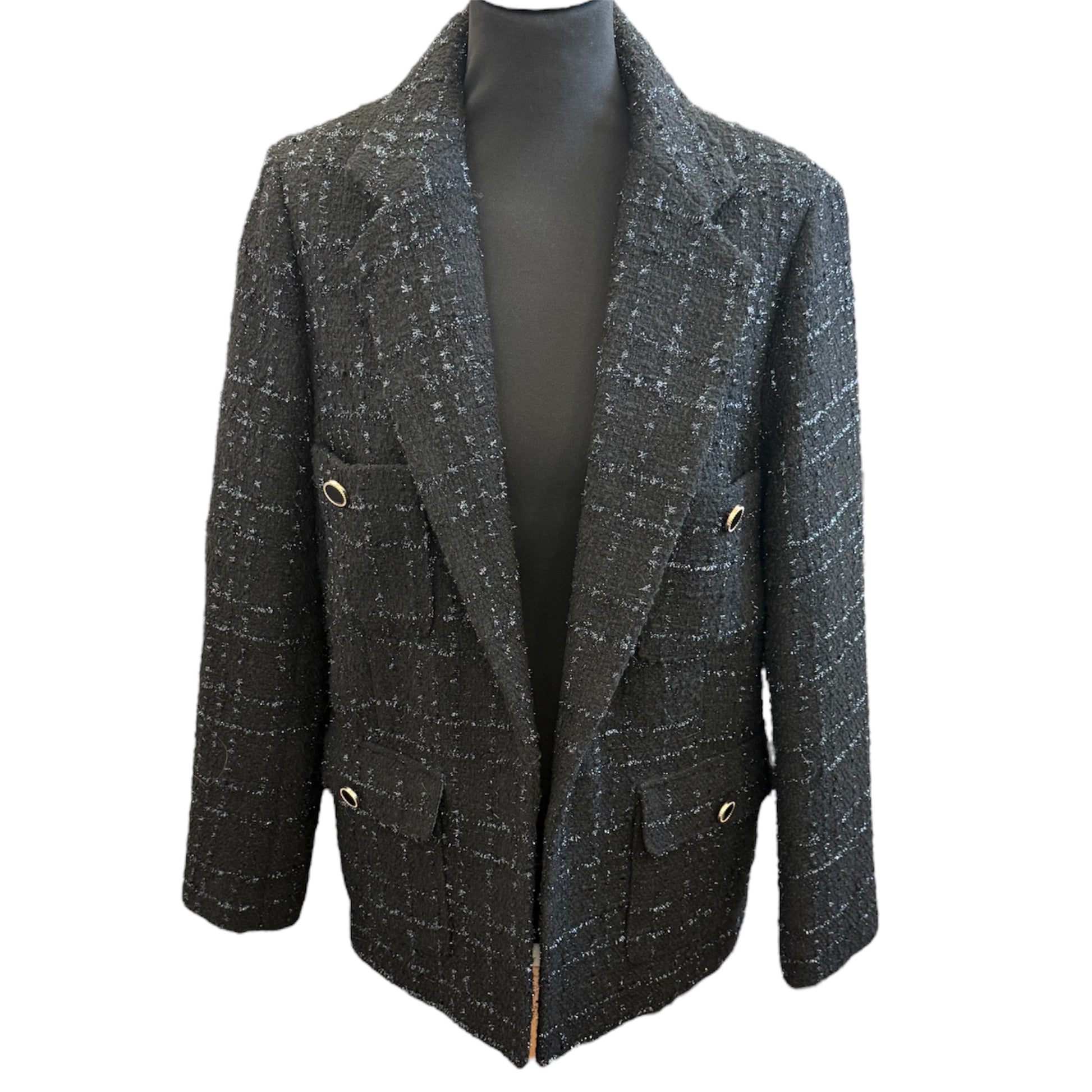 M&S navy sparkle boucle blazer