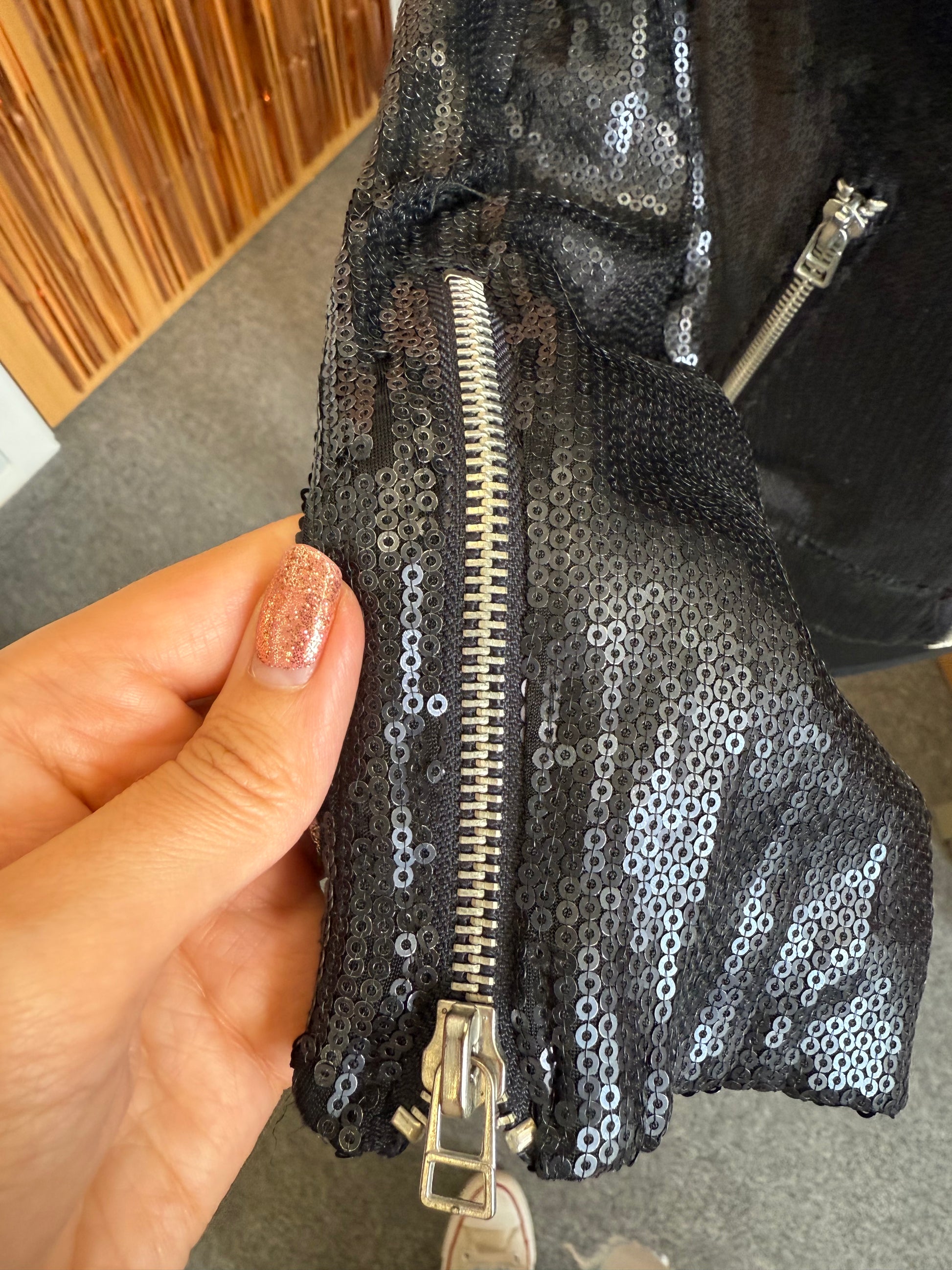 Zara sequin biker jacket