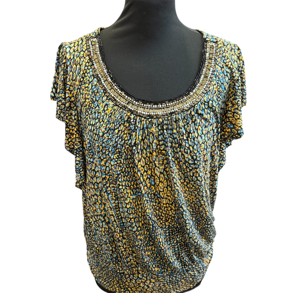 Dorothy Perkins bead detail animal print top