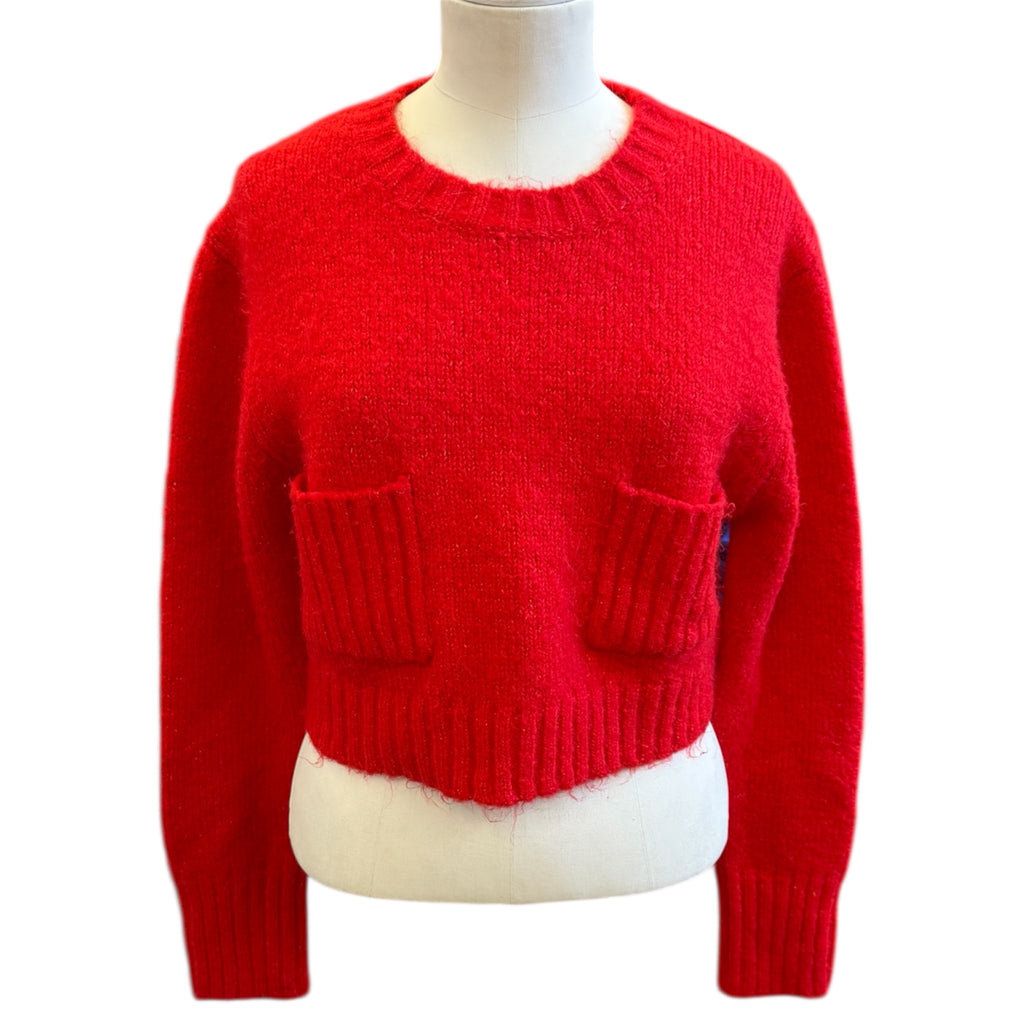 Zara red crop jumper with pockets