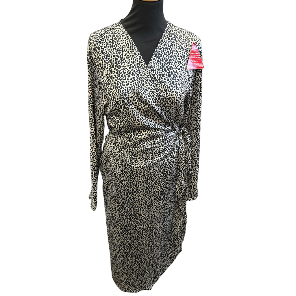 Dancing Leopard animal print long sleeved wrap dress