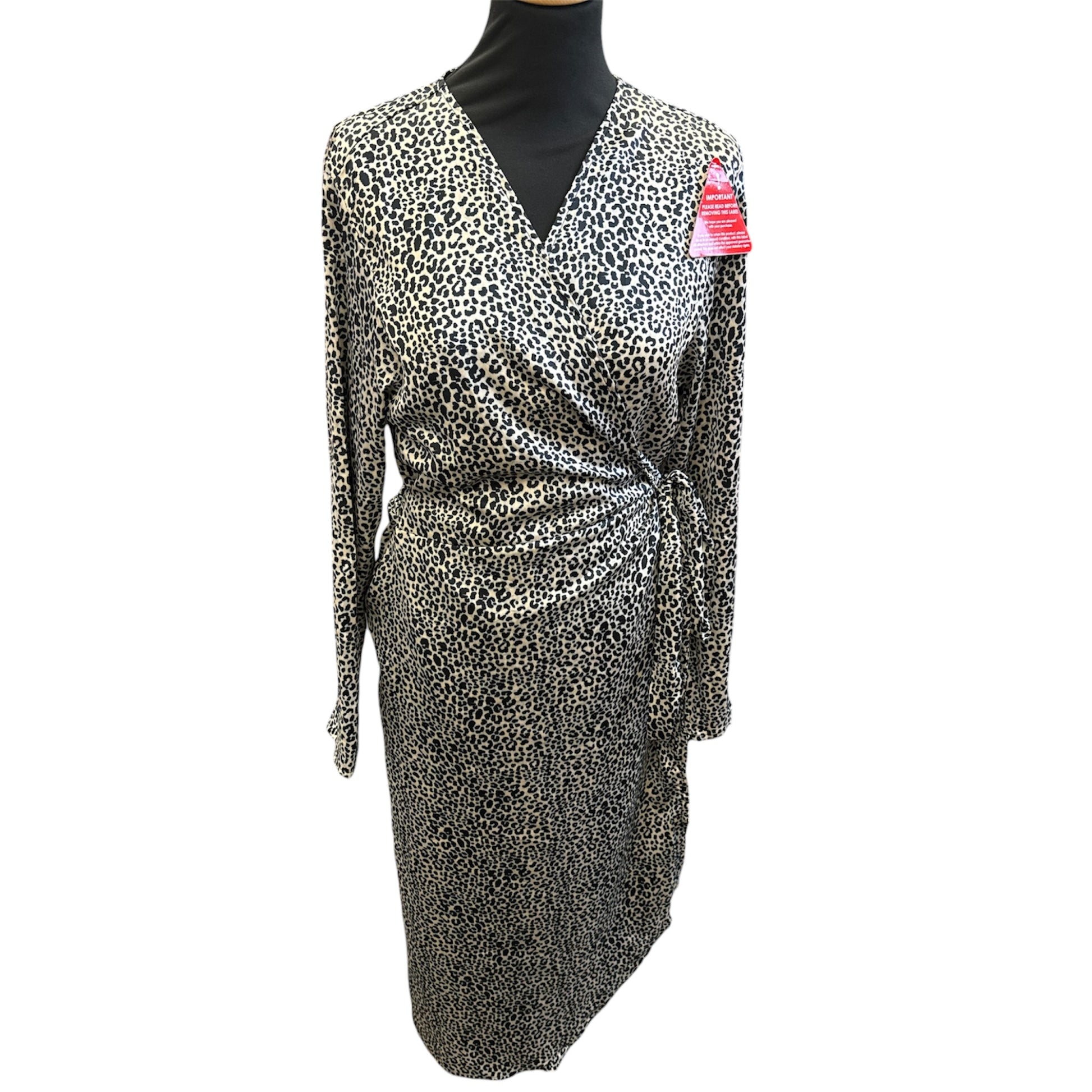 Dancing Leopard animal print long sleeved wrap dress