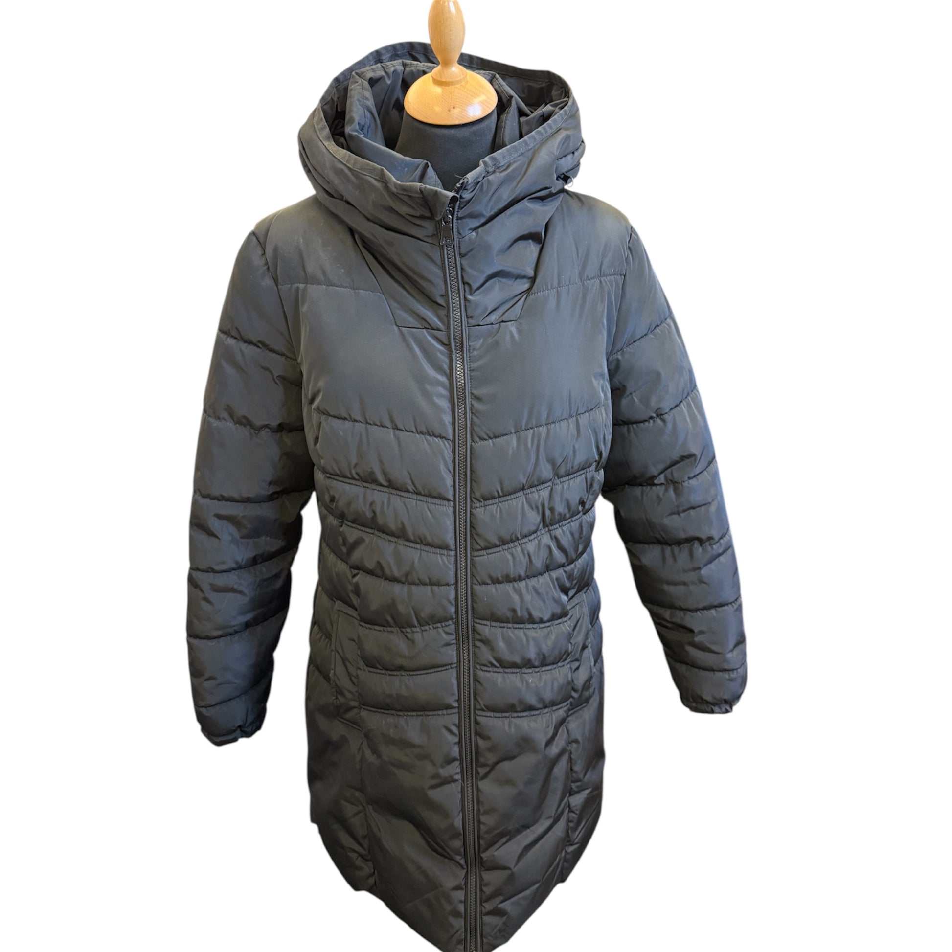 Capsule Wardrobe black longline coat with hood