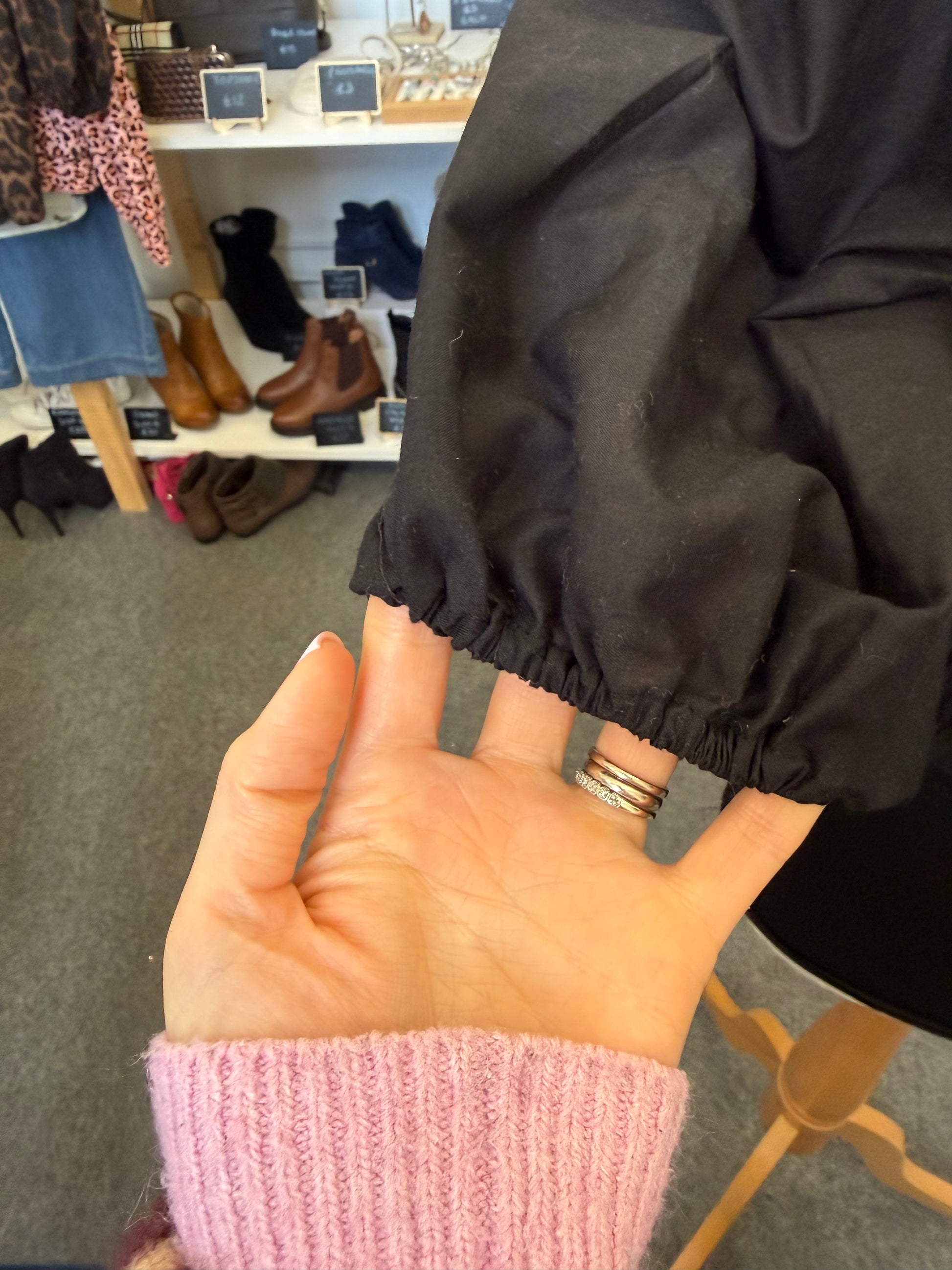 H&M cropped pouffe sleeve high neck top