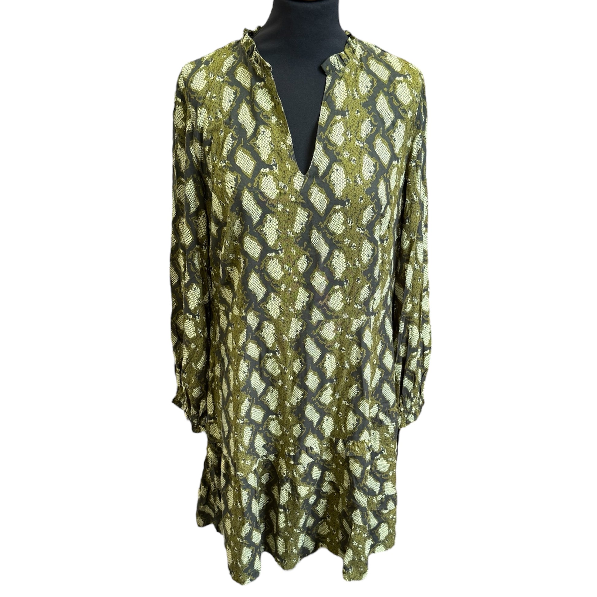 Next snakeskin long sleeved frill mini dress