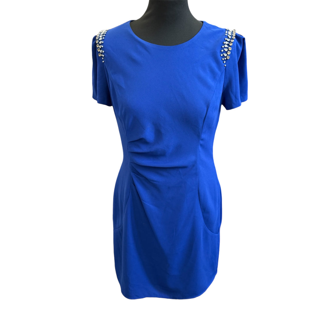 Oasis blue diamnte shoulder detail mini dress