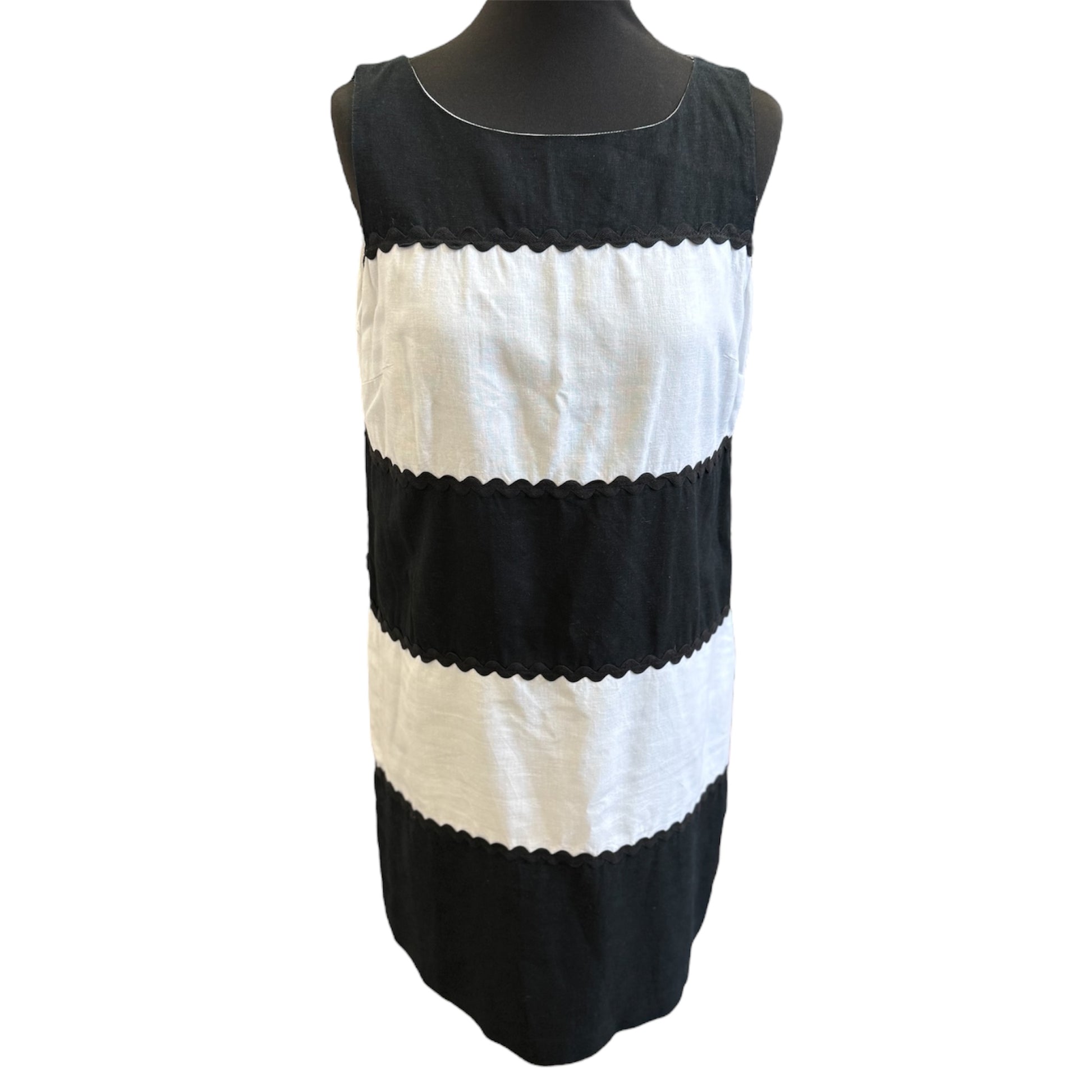 M&S black and white tiered linen dress