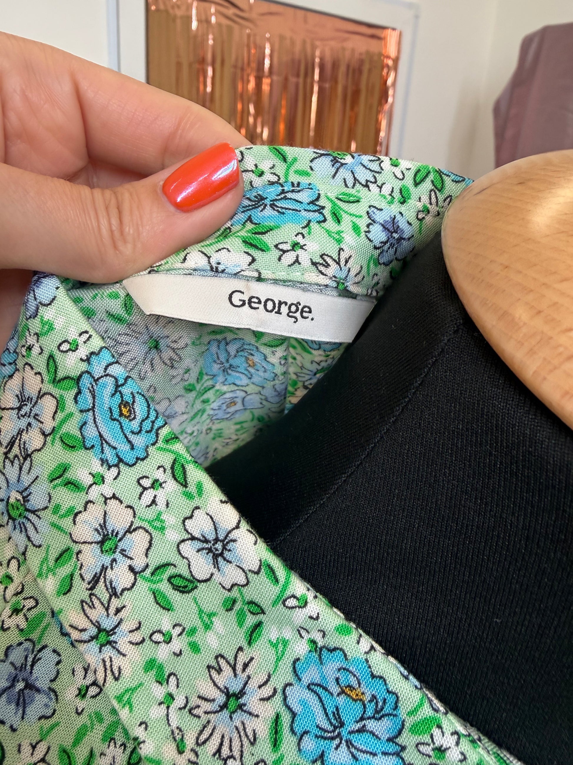George sleeveless floral mini button dress