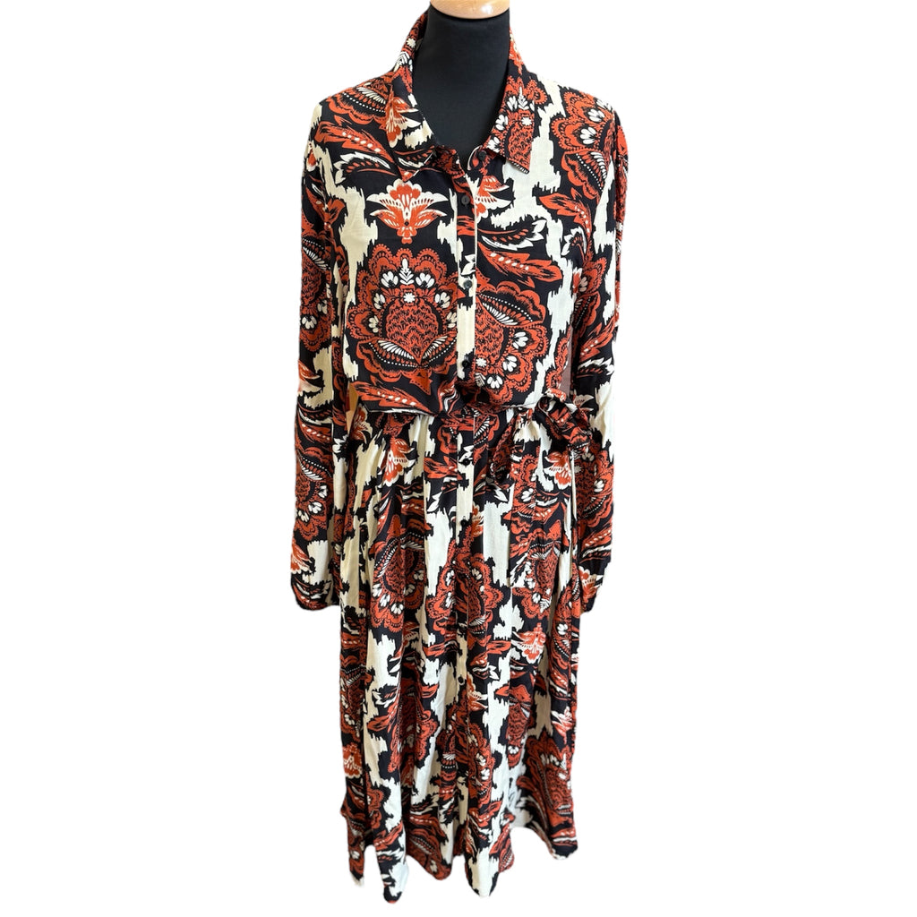 F&F paisley print long sleeved belted dress
