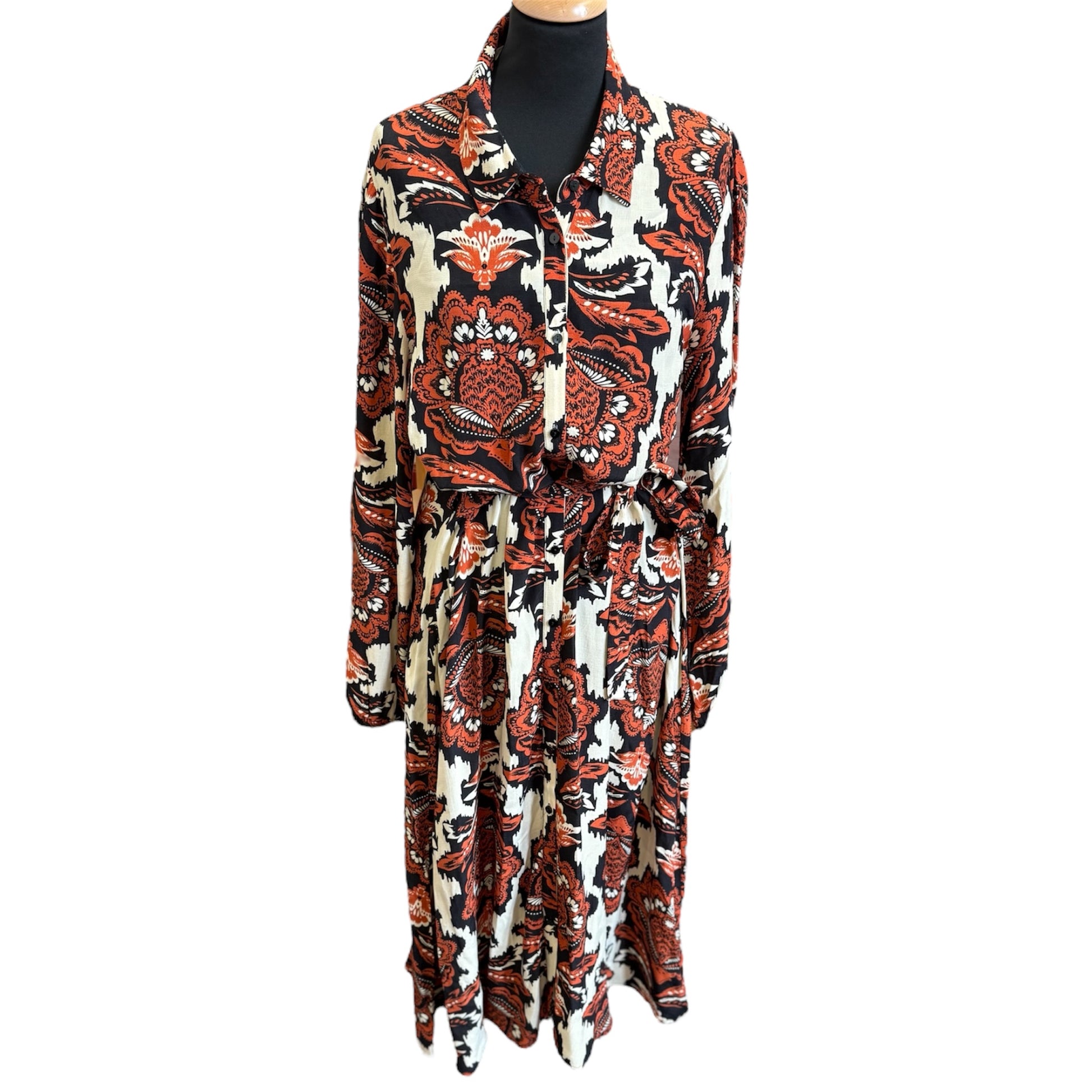 F&F paisley print long sleeved belted dress