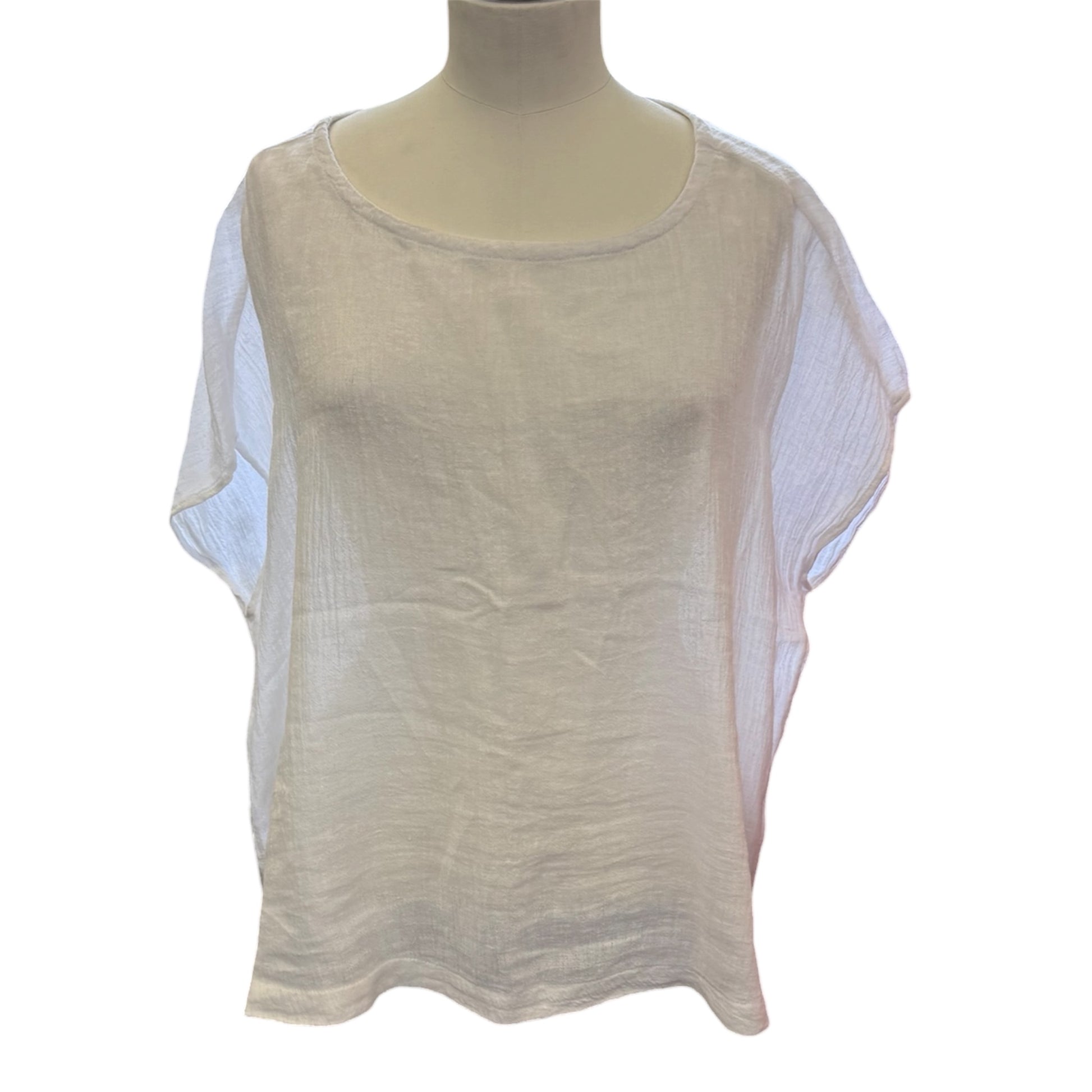 White linen button bag oversize top