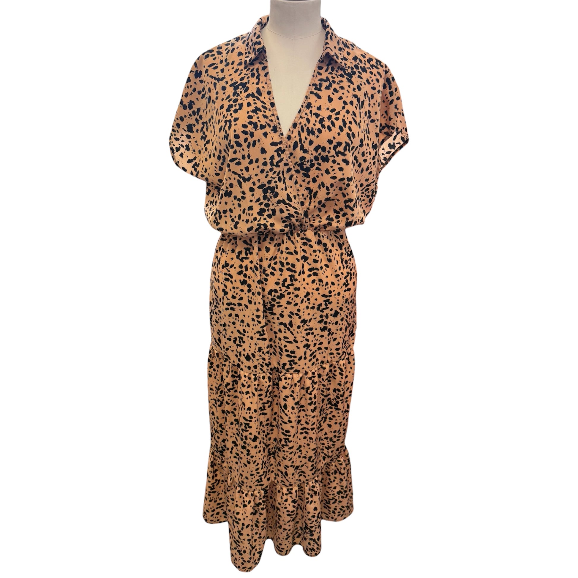 AX Paris animal print short sleeved tier maxi dress