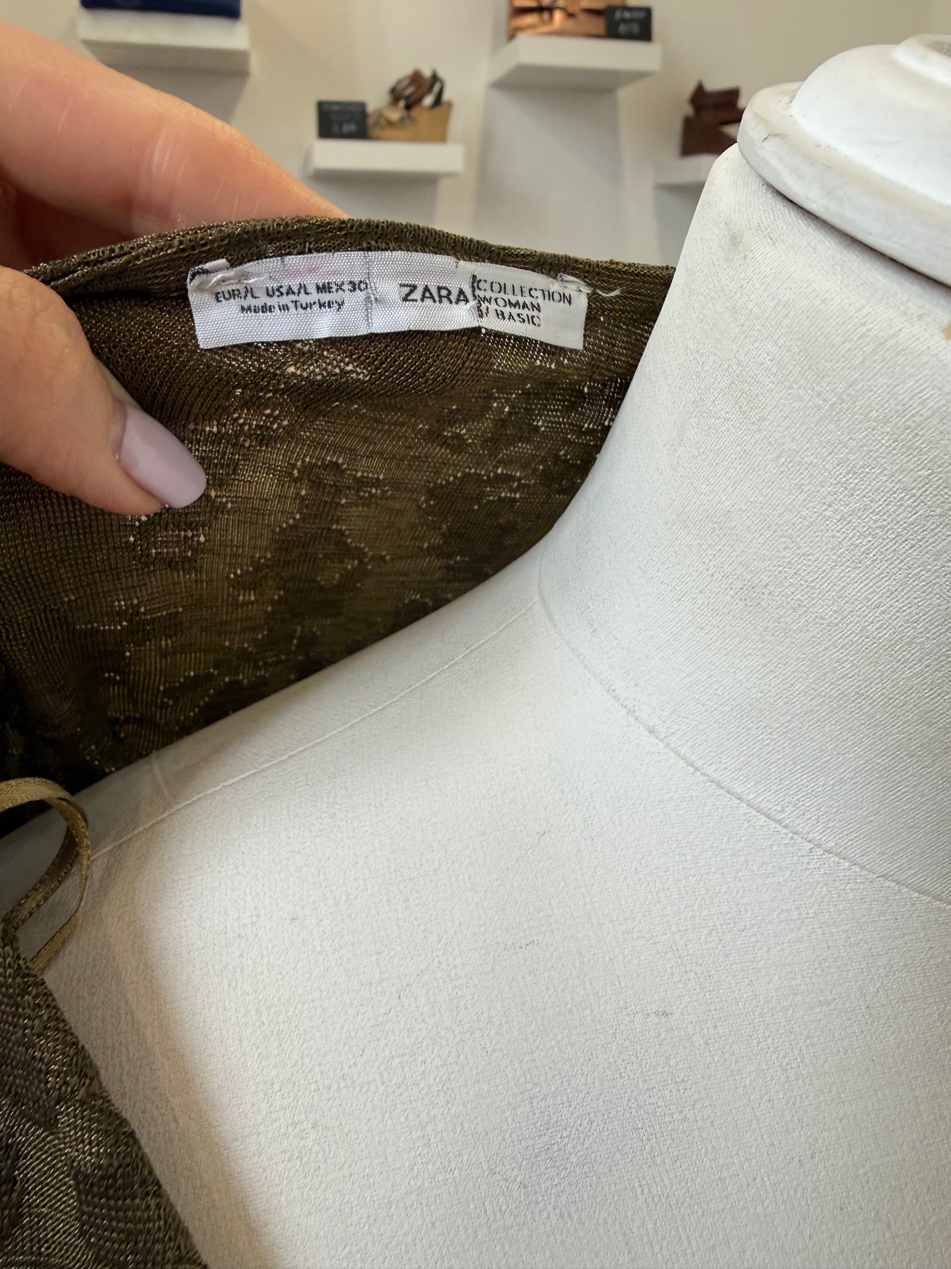 Zara khaki oversize tie over top
