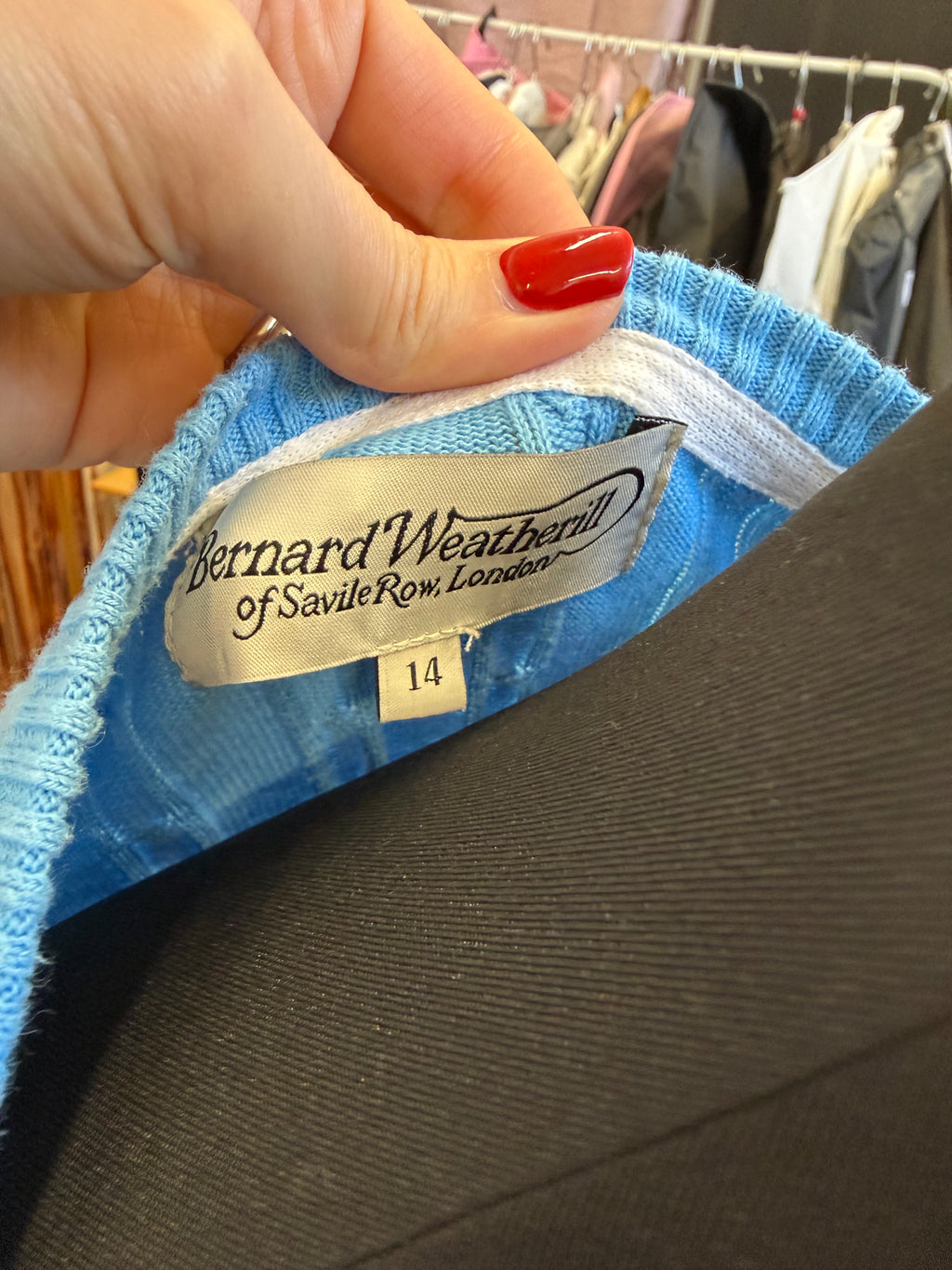 Bernard Weatherill cable knit v-neck jumper