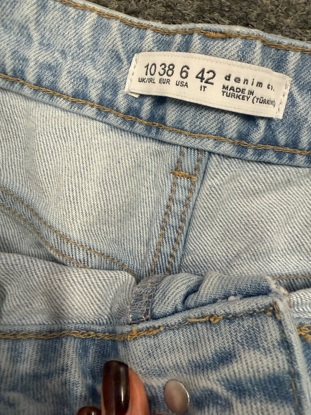 Primark wide leg rip pale blue jeans
