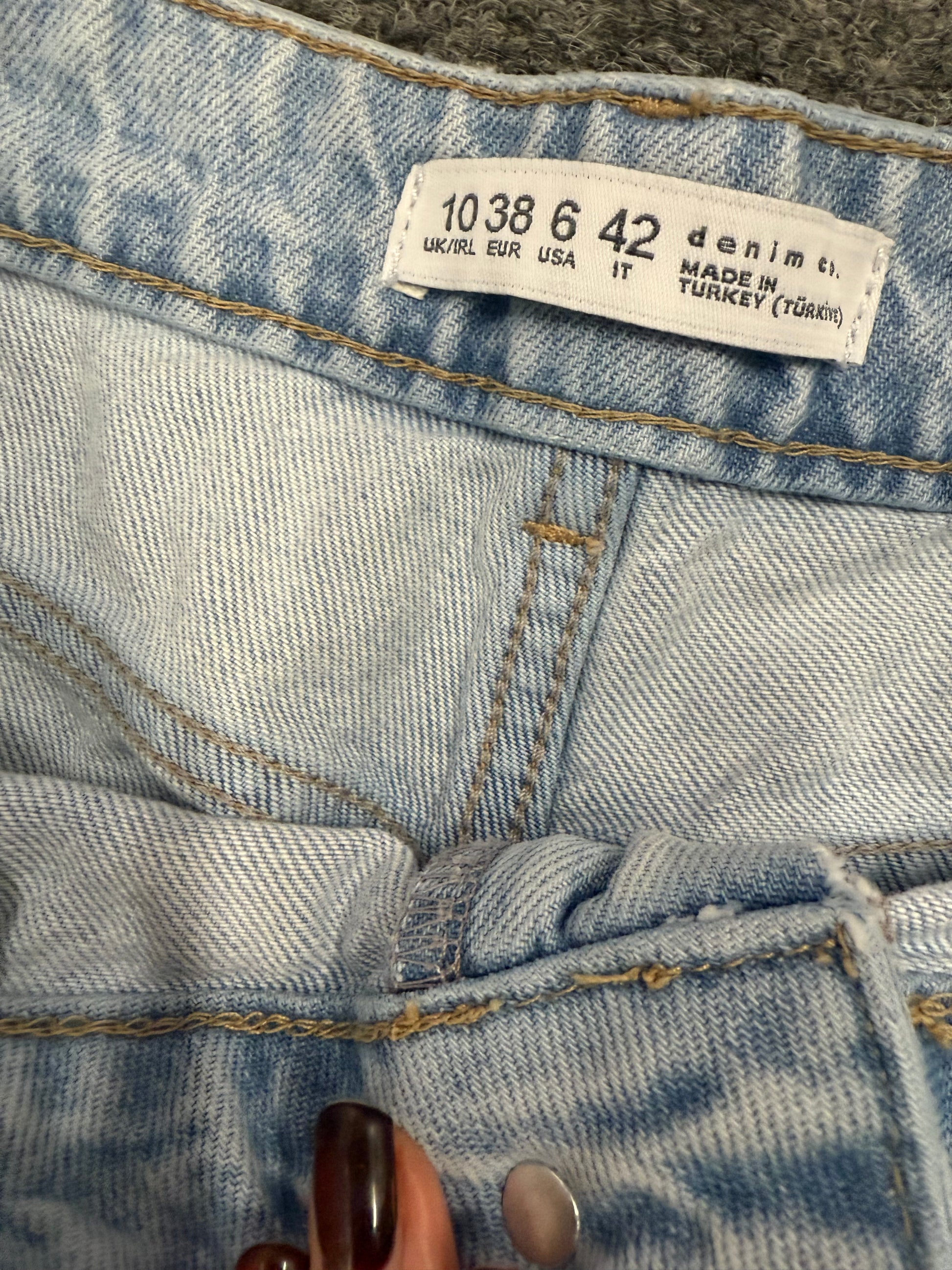 Primark wide leg rip pale blue jeans