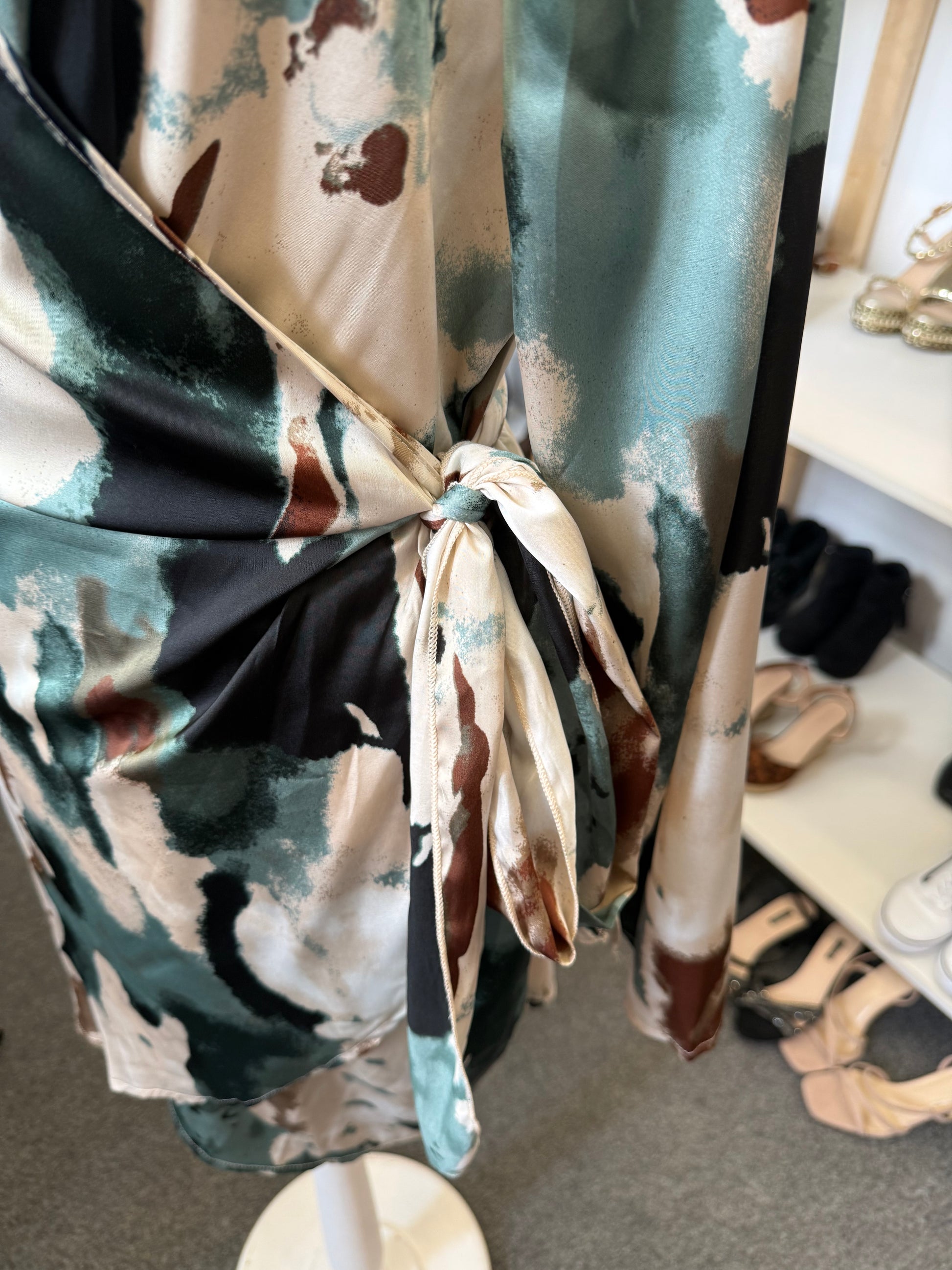 Shein marble effect wrap dress