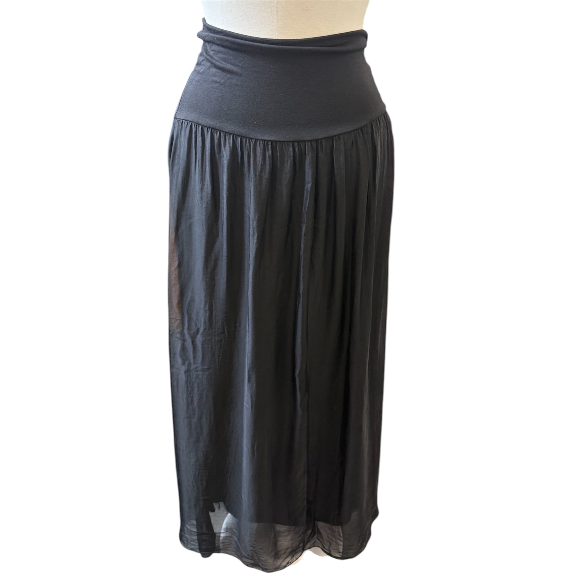 Black high waist black lined maxi skirt