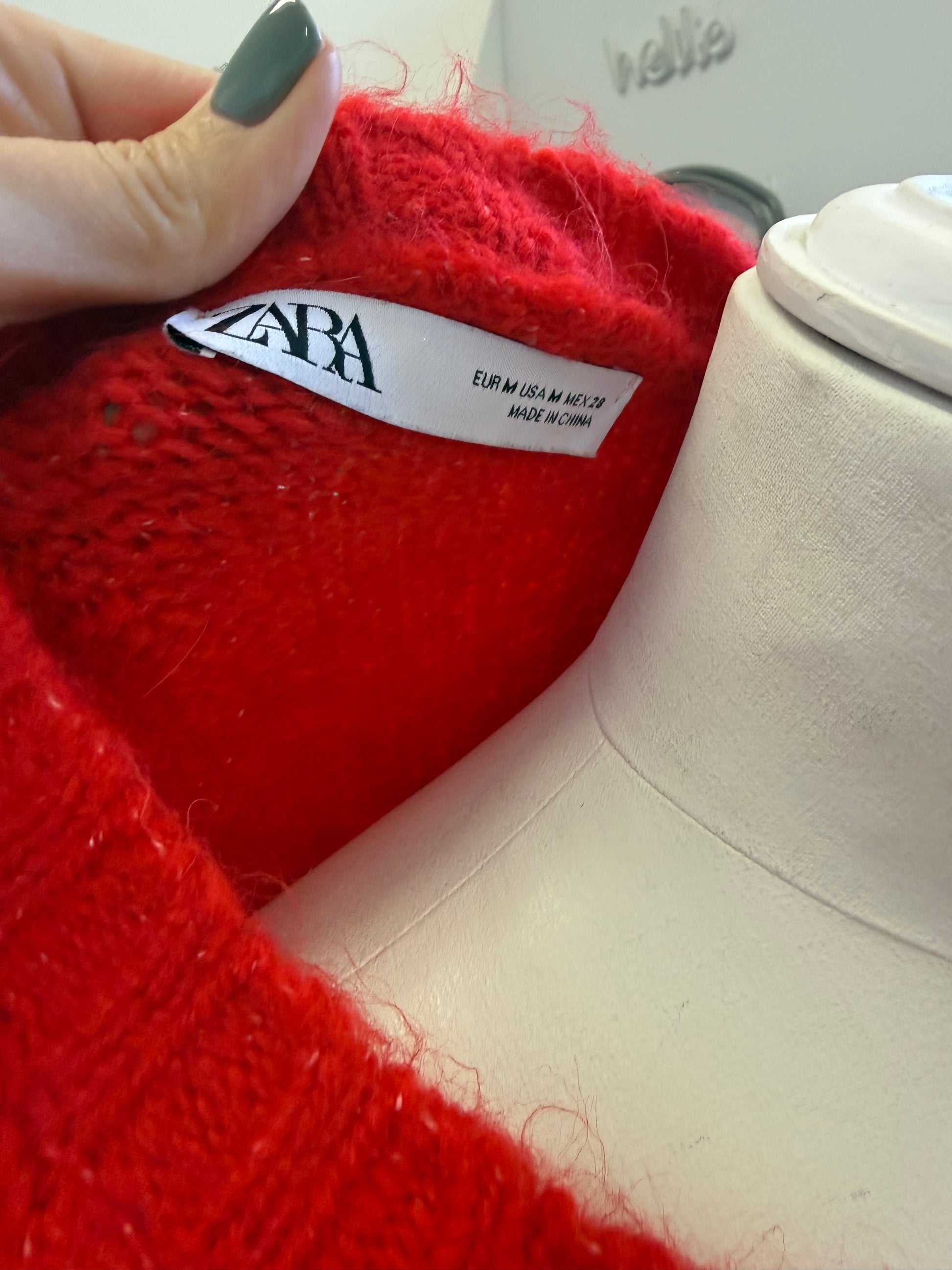 Zara red crop jumper with pockets