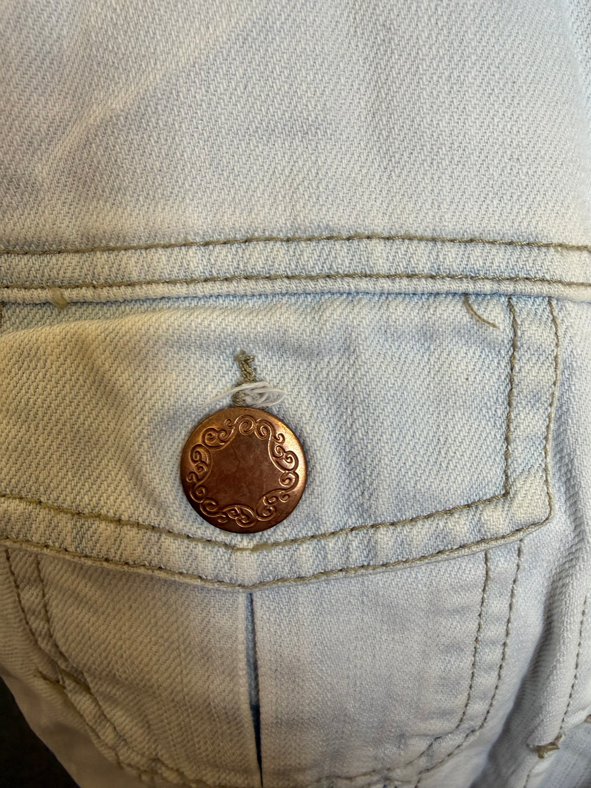Primark light blue denim waistcoat
