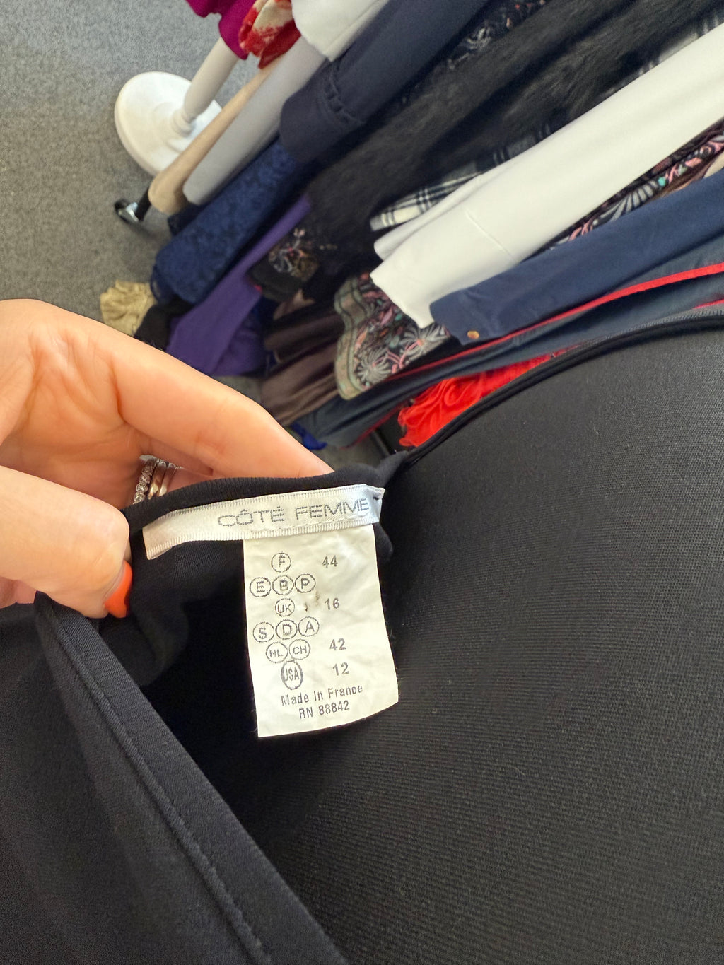 Cote Femme rose detail black midi dress