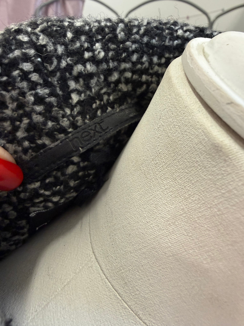 Next black and white collared belted coat