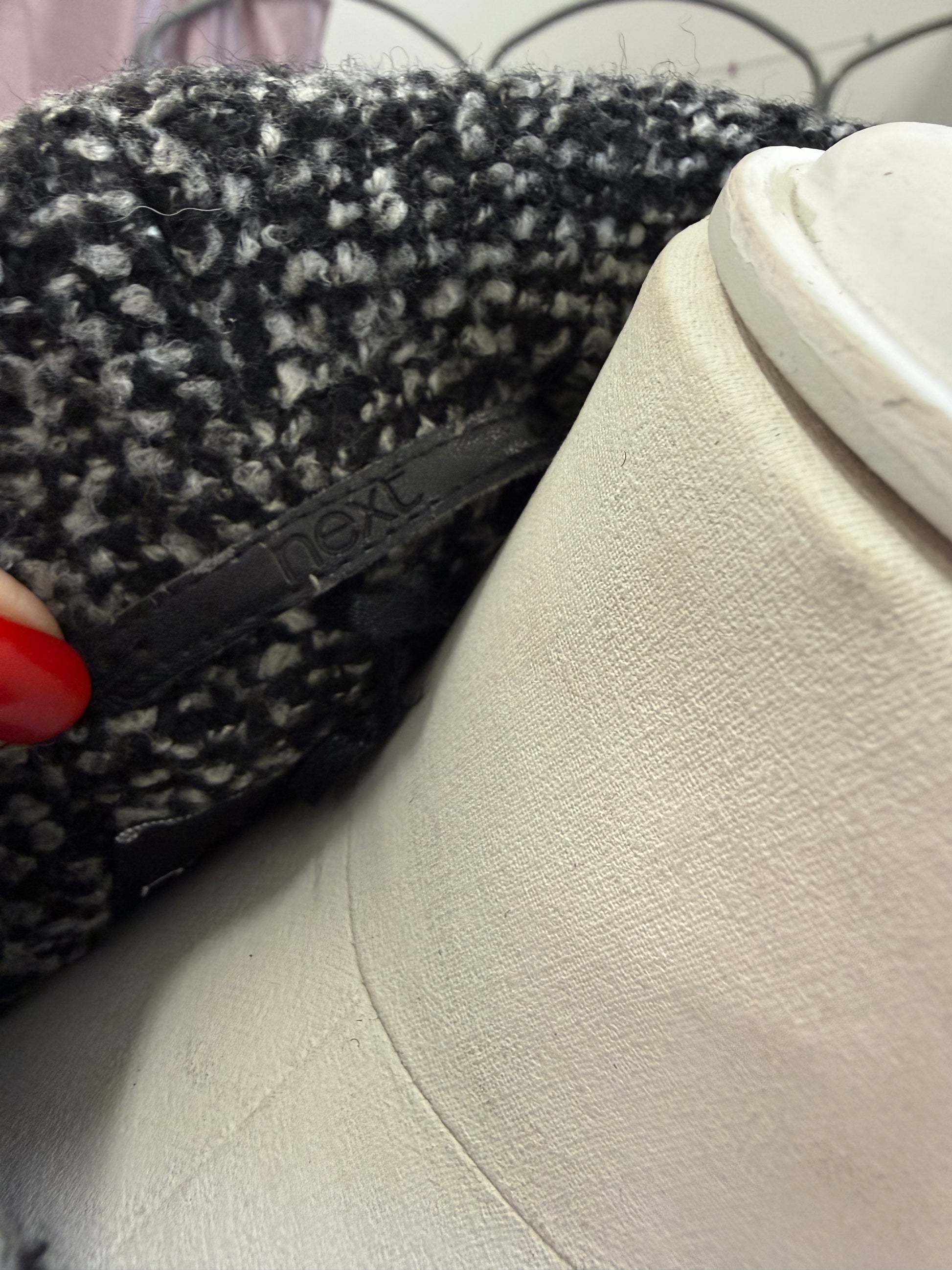 Next black and white collared belted coat