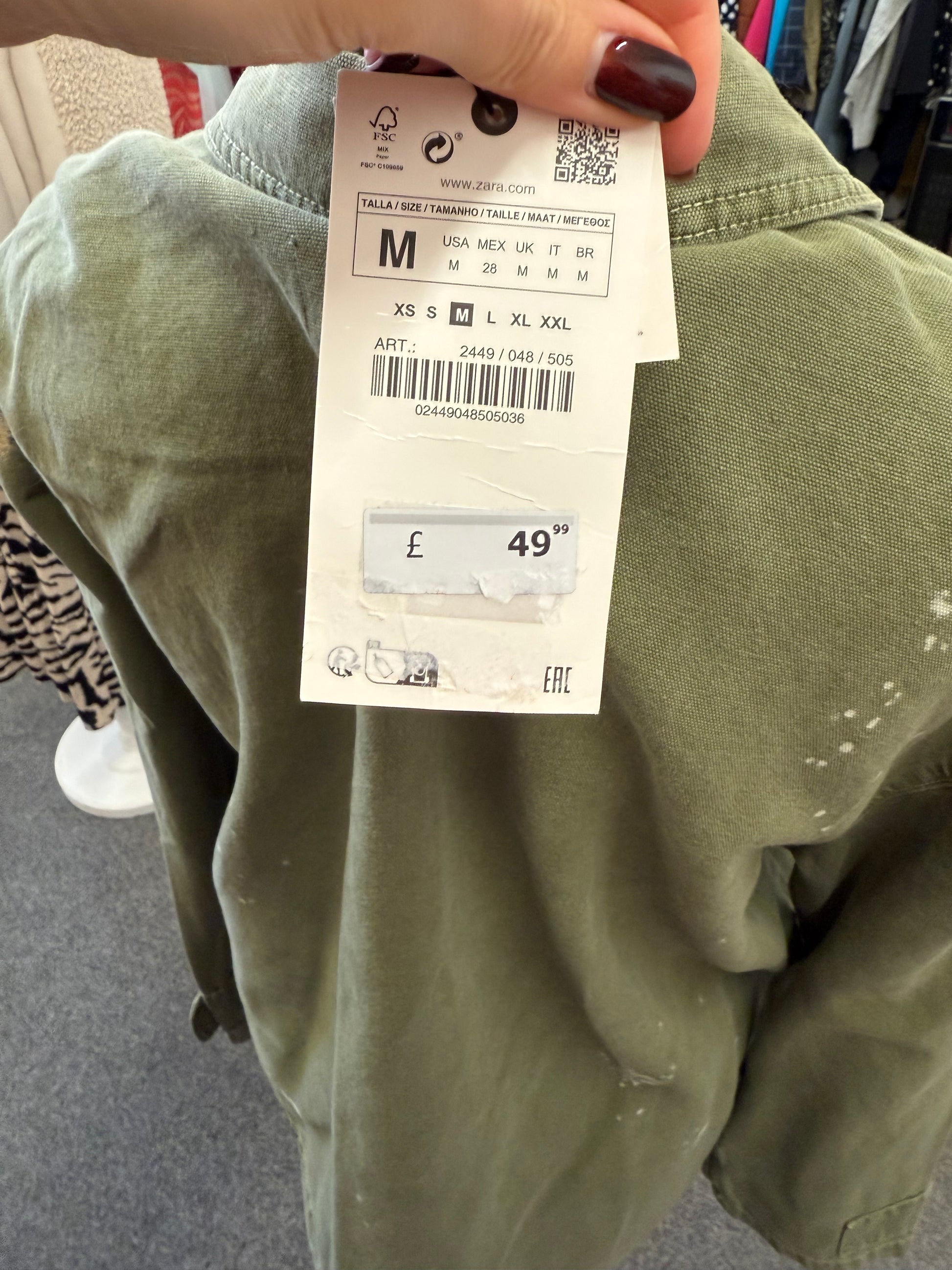 Zara khaki oversize distressed look jacket