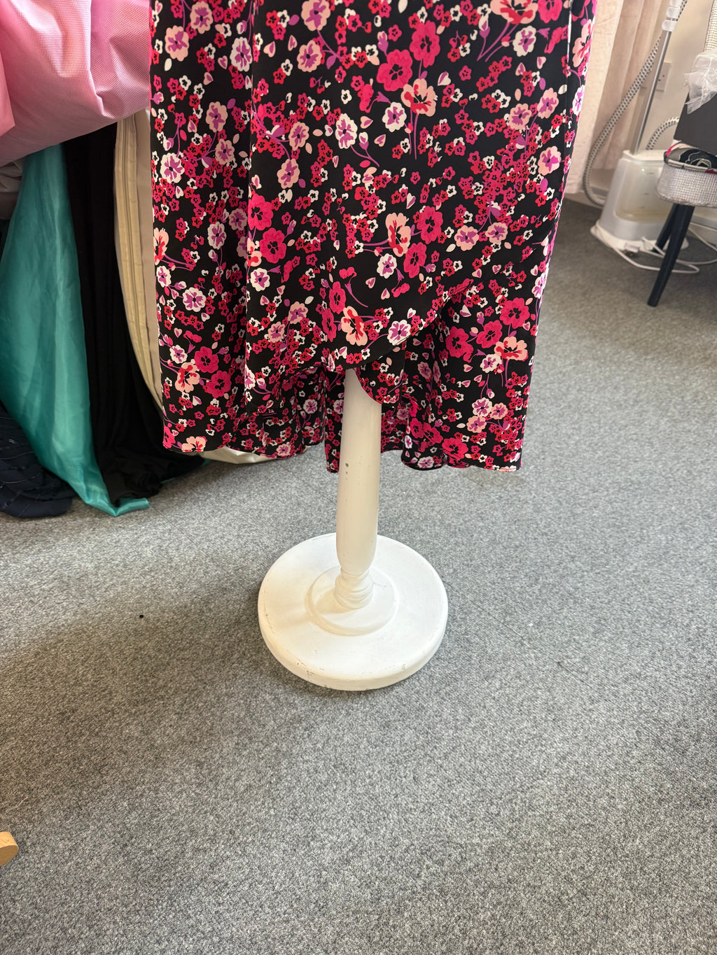 Floral long sleeved wrap midi dress